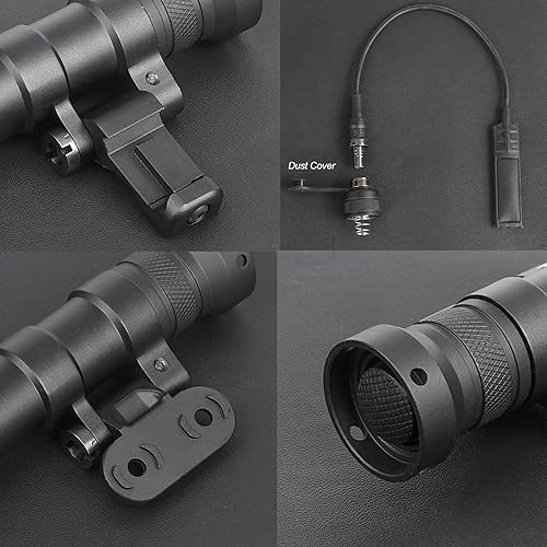 Miniatura 5 de NOBUHIRO Linterna táctica M300C de 300 lúmenes, versión sin logotipo con base giratoria de montaje reemplazable para riel Picatinny y MlokKeymod de