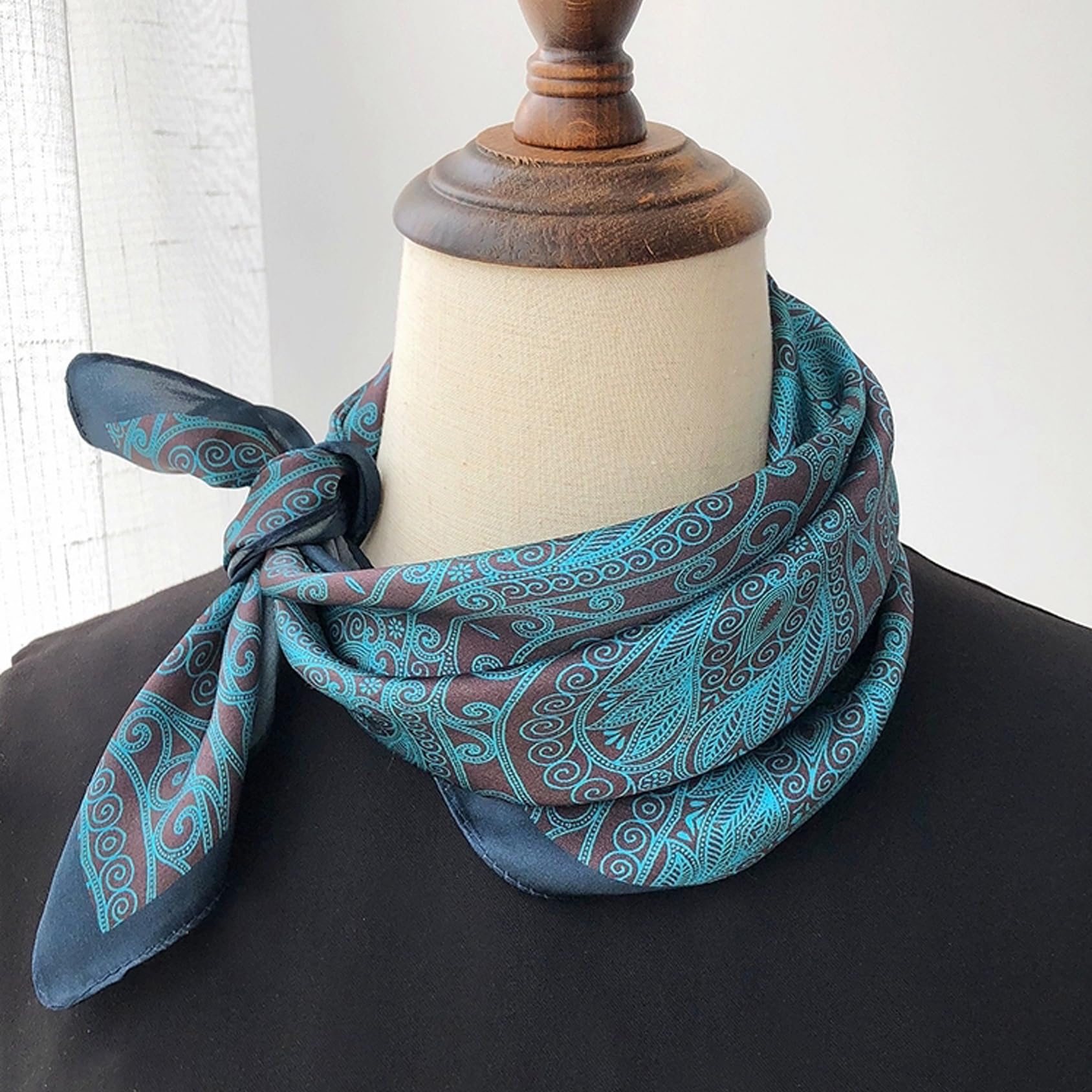 Bufanda de cuello 100 % seda de morera, 21 x 21 pulgadas, bufanda cuadrada estampada pequeña para mujer, paquete de regalo