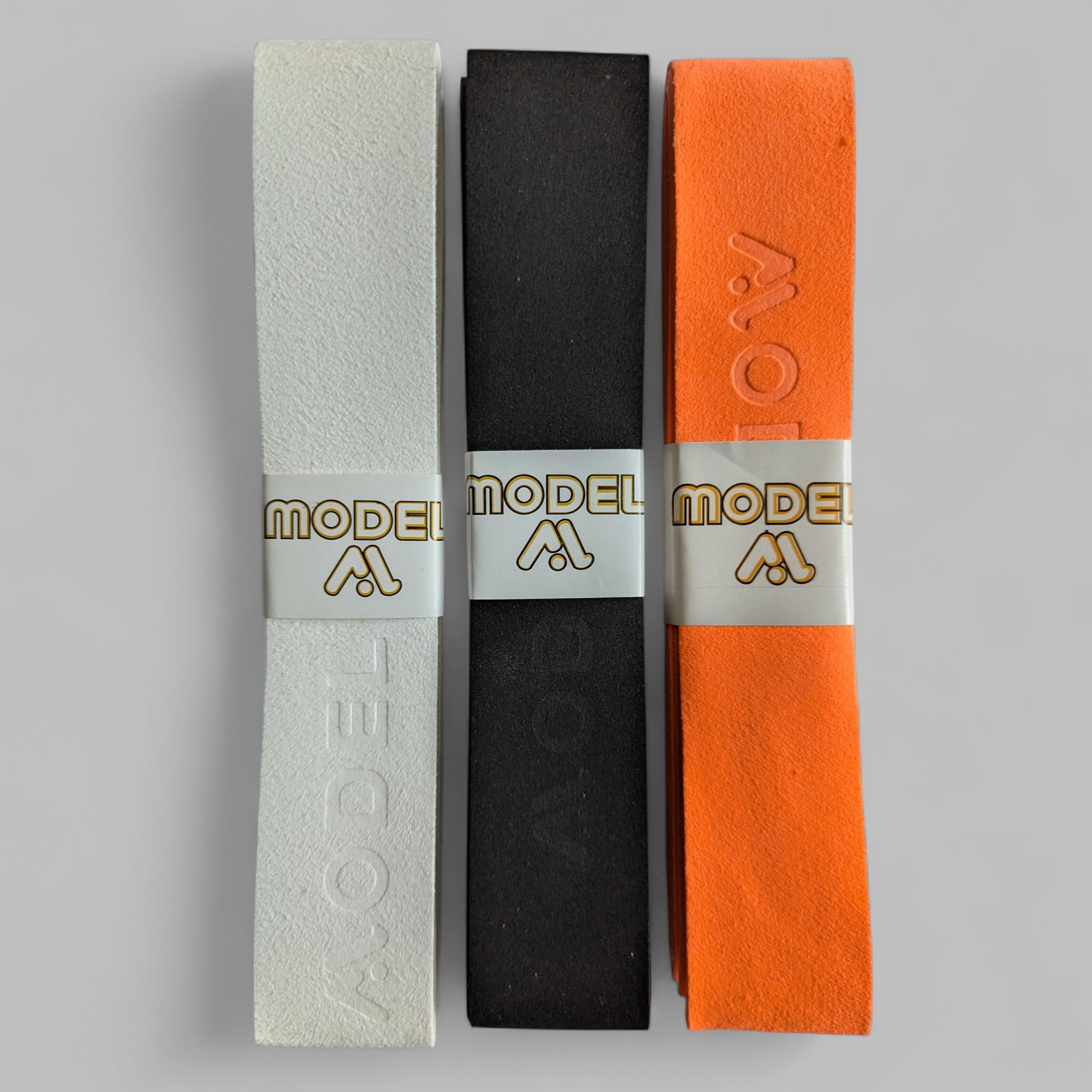 MODEL Chamois Hockey Grips, Field Hockey Tape, Soft Over Grip, White, Blakc, Orange, Both Side Useable Pack Of 3
