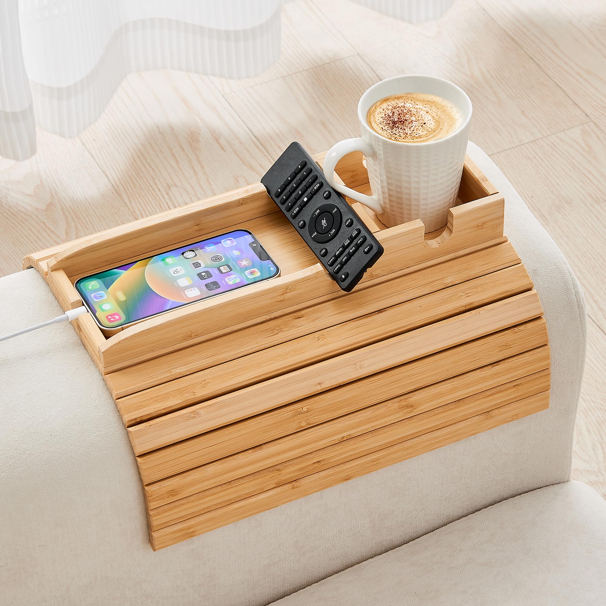 Amazon.com: GEHE Bamboo Couch Cup Holder, Anti-Spill Sofa Arm Tray