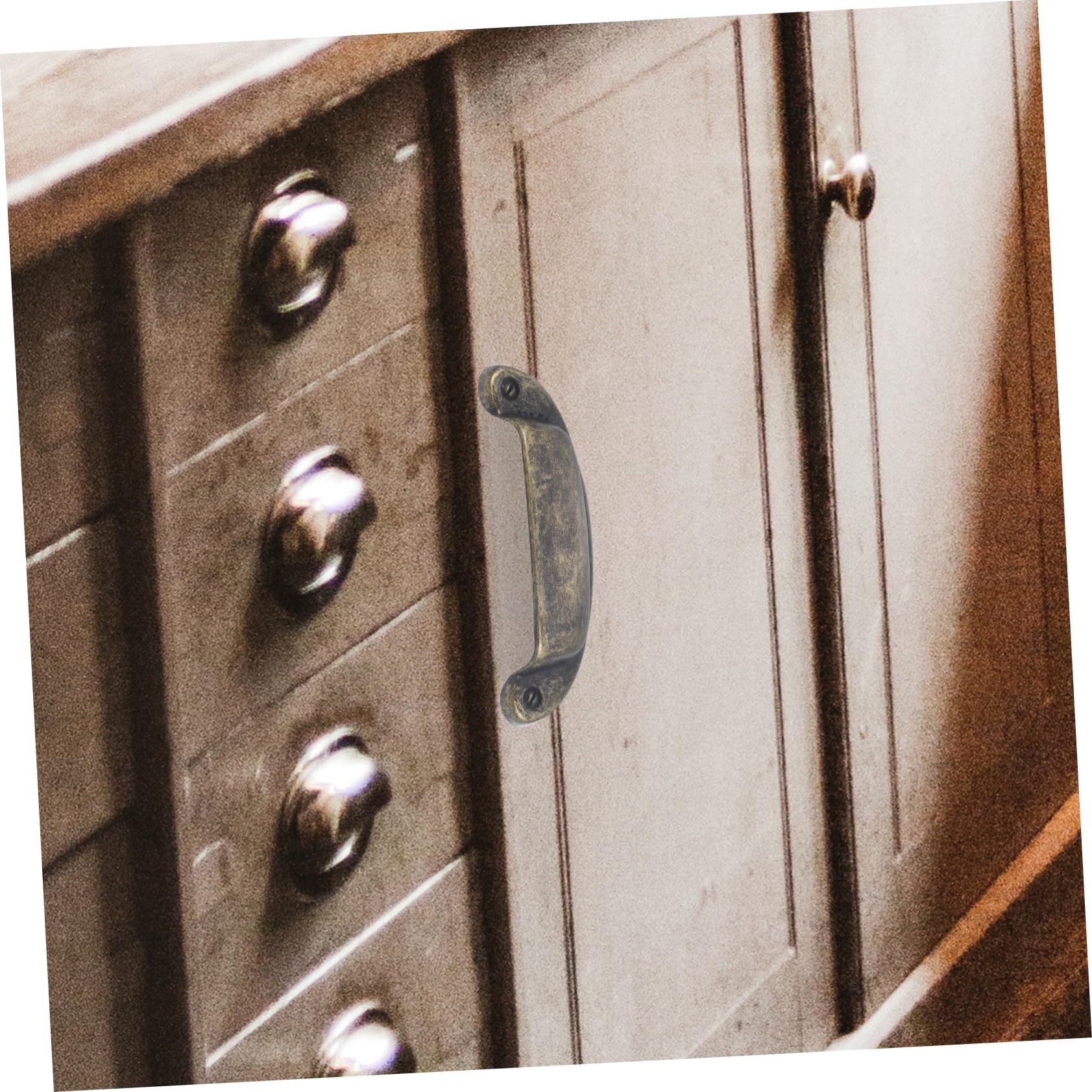 SEWOART 7-Number Long Rectangle Bronze Shell Drawer Handles for Kitchen Cupboard Easy Install Vintage Pulls