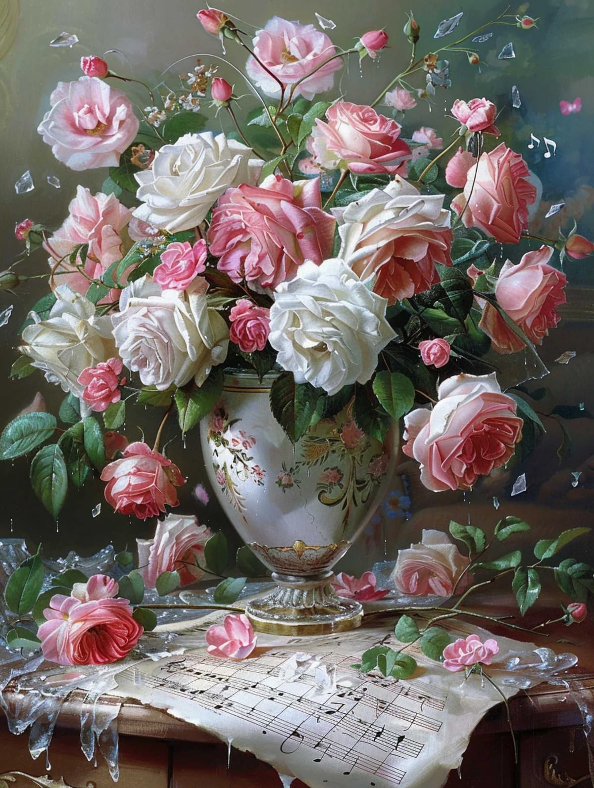 Taxpy 11CT Rosas En Un Jarrón Diy Kit De Punto De Cruz Flores Blancas Kits De Punto De Cruz Impresos,Bordado,Manualidades,Tejido,Pasatiempo,Juego De Punto De Aguja Estampado 80x100cm