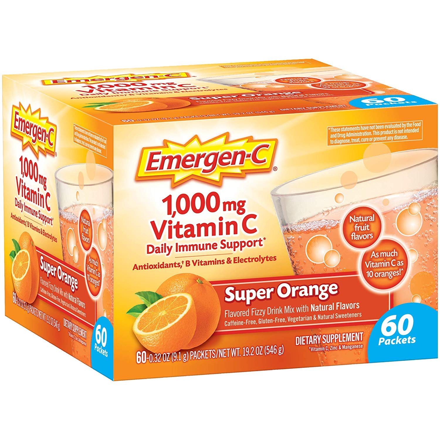 Emergen-C 1000mg Vitamin C Immune Support Powder Super Orange