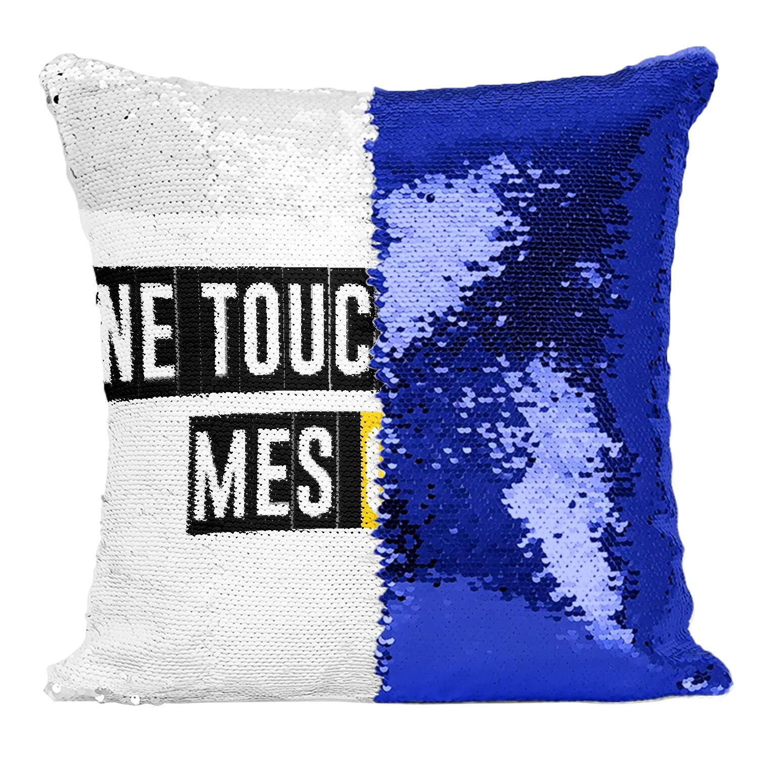 Coussin chips bleu à paillettes magiques pour animer vos soirées apéro humour