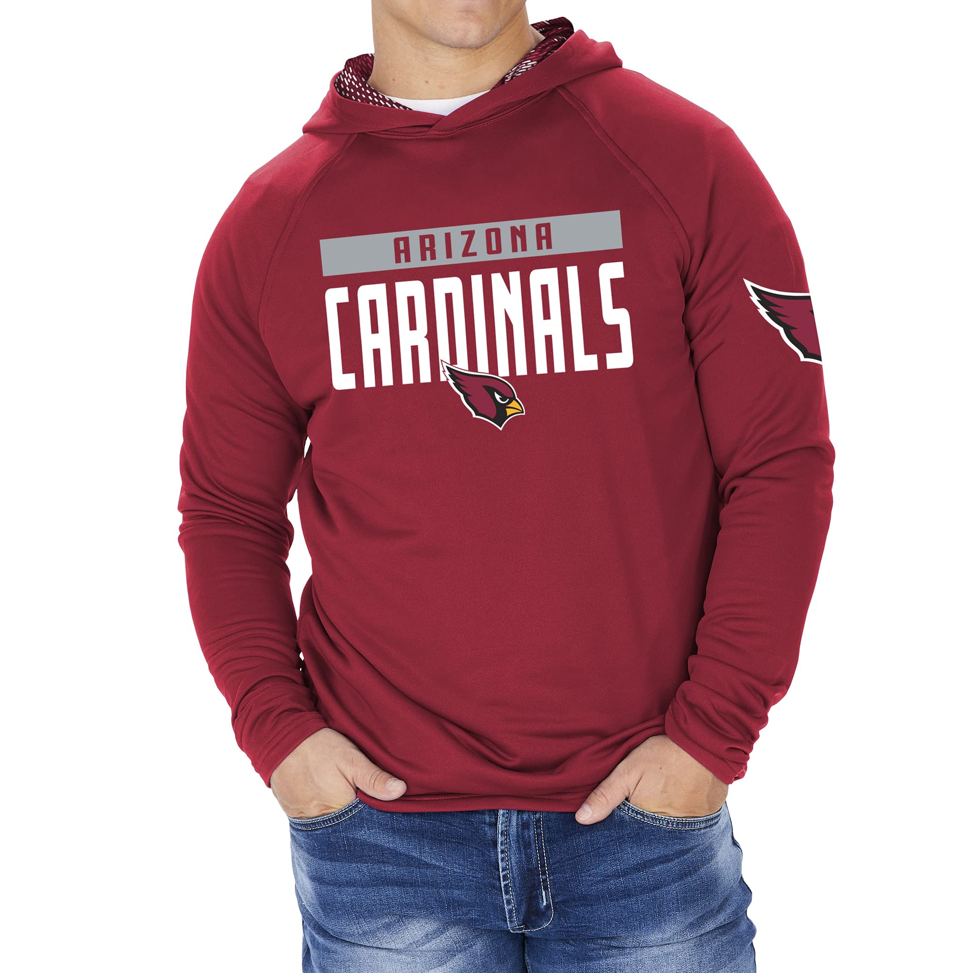 Zubaz NFL Football Men's Solid Team Hoodie with Camo Lined Hood and Sleeve Graphic — view 59