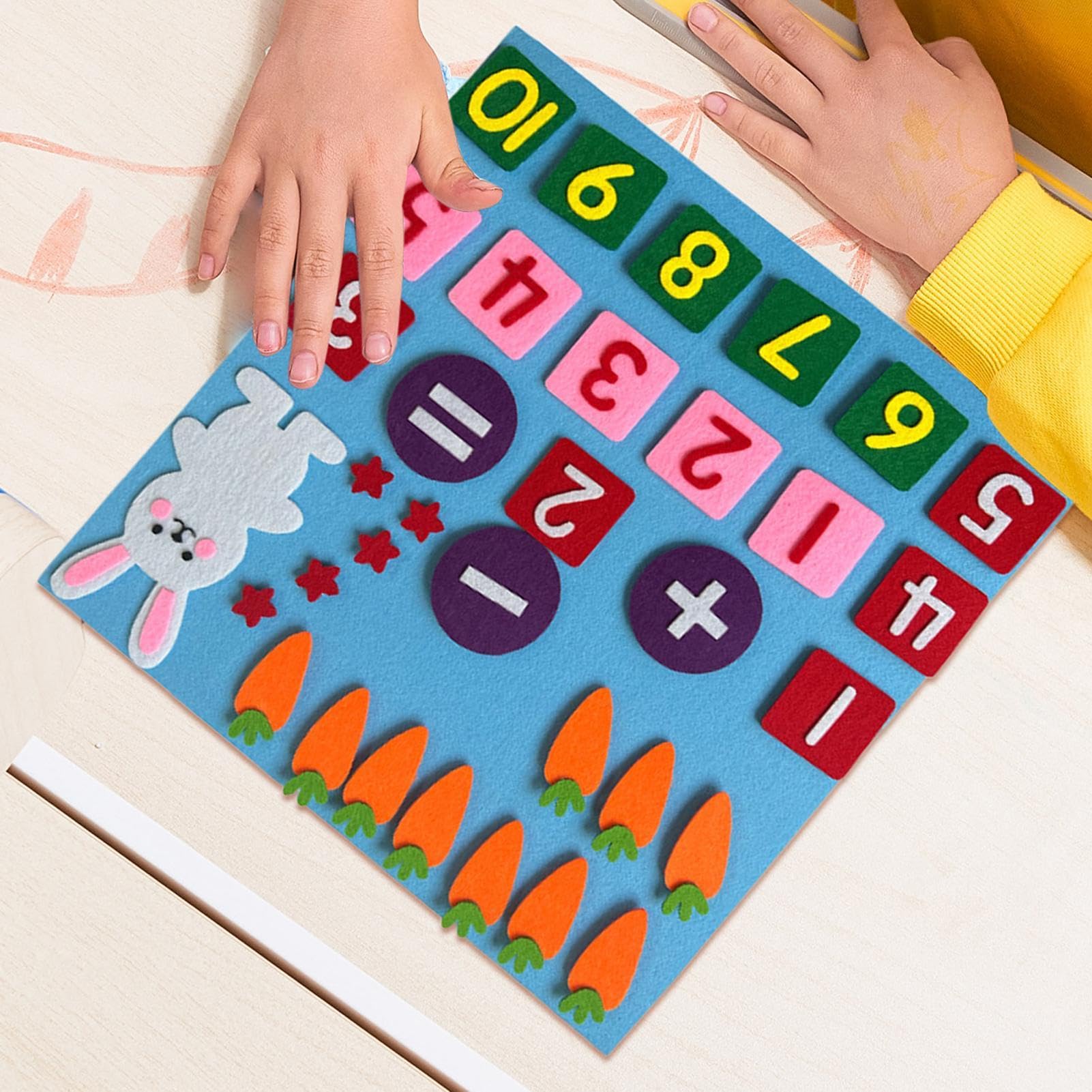 Tabella in feltro – Conteggio e sottrazione – Tavola in feltro – Tabella in feltro con numeri per i bambini – Giocattolo educativo per la matematica