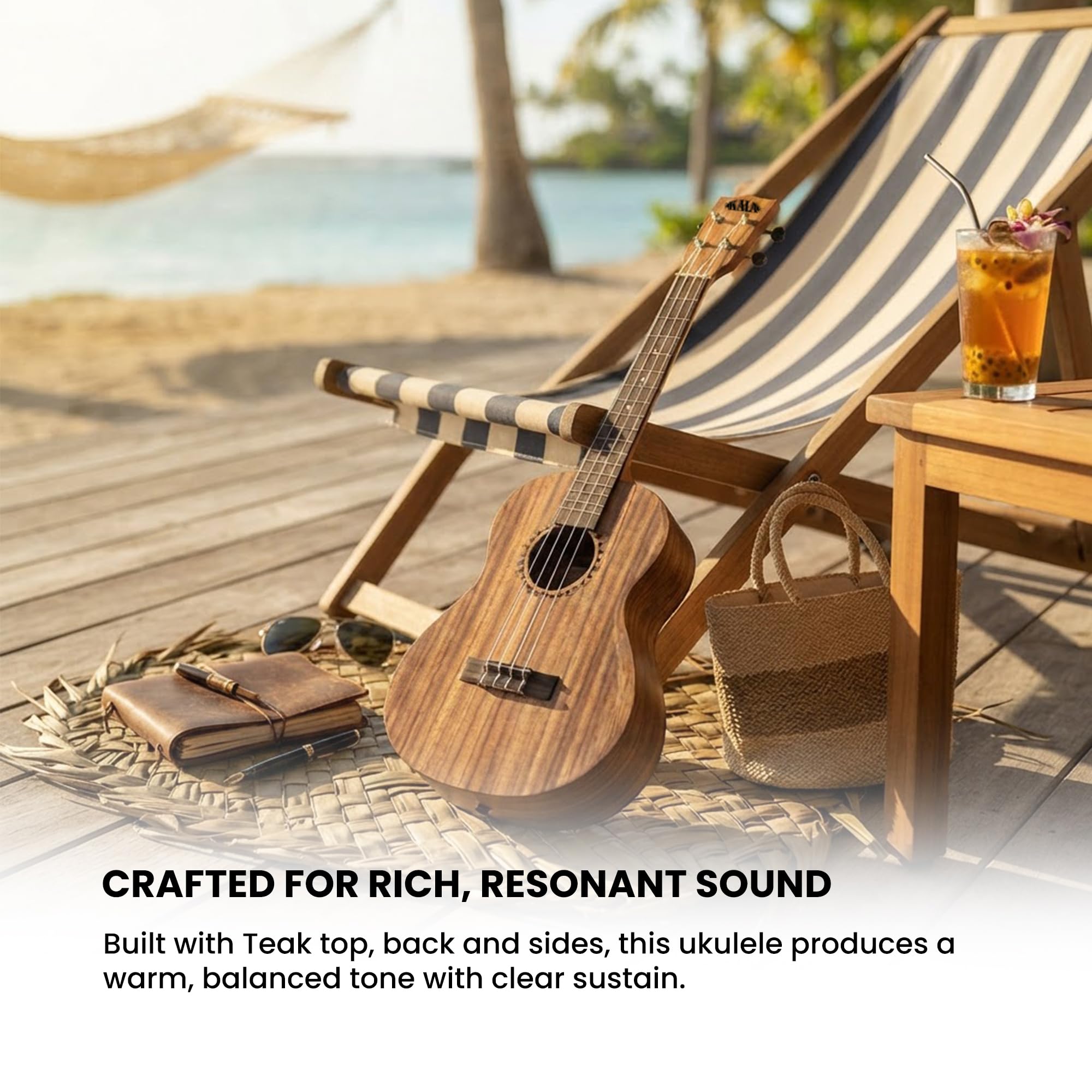 Kala Brand Music Co. Collezione Teak, ukulele a 4 corde, naturale, baritono (KA B)
