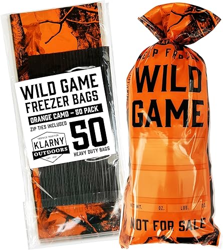 Wild Game - Bolsas para congelador para carne molida o venado, 1.5 libras, sistema de almacenamiento de embalaje de carne de caza de naranja intenso