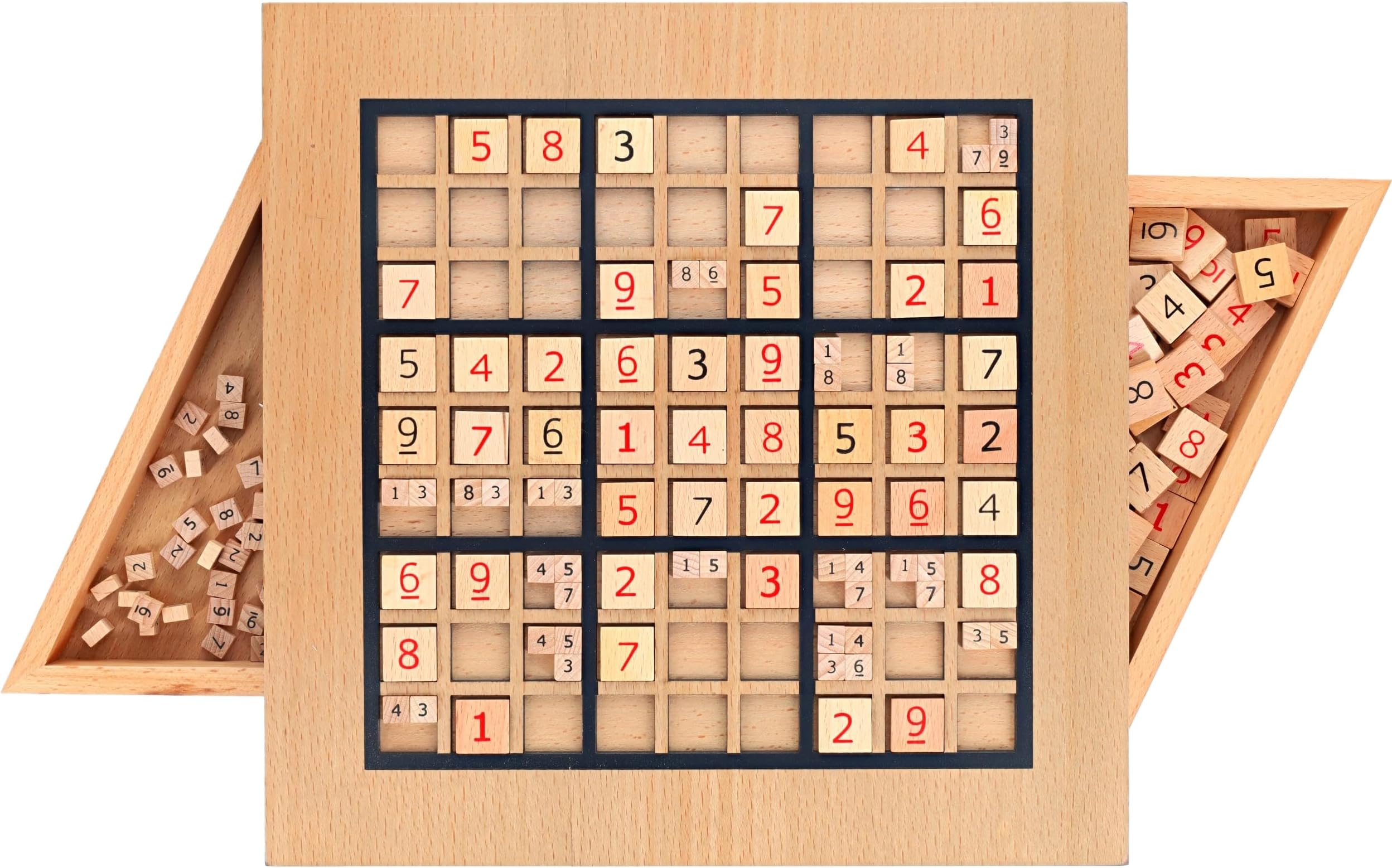 WE Games Wooden Sudoku Puzzle Board Game with Number & Thinking Tiles - 11 in.