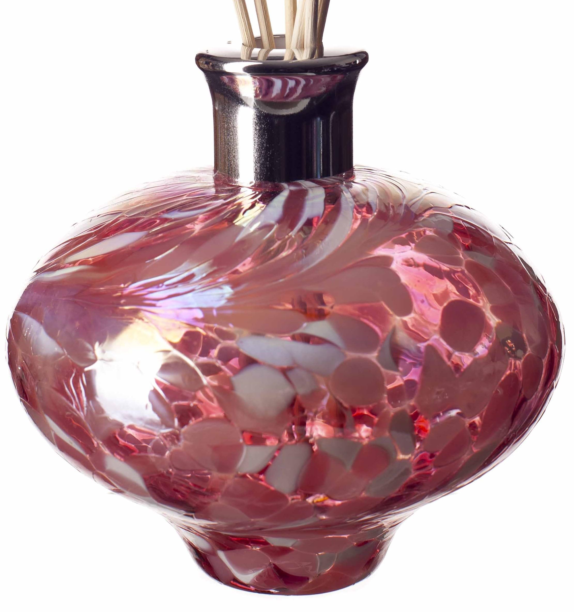Amelia Art Glass Pink & White Reed Diffuser Oval In