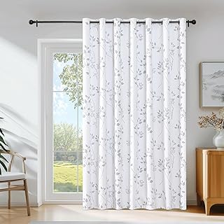 Beauoop Floral 100% Blackout Curtains 84 Inch Length 1 Panel for Patio Sliding Door