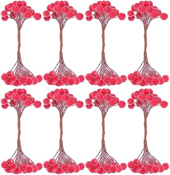 320 Artificial Frosted Red Holly Berries Christmas Fruit Berry Flower for Christmas Tree Decoration Garland Making