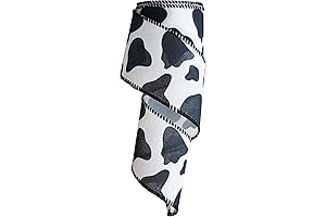 Cow Print Ribbon Wired, 2.5" Animal Print Ribbon, Christmas