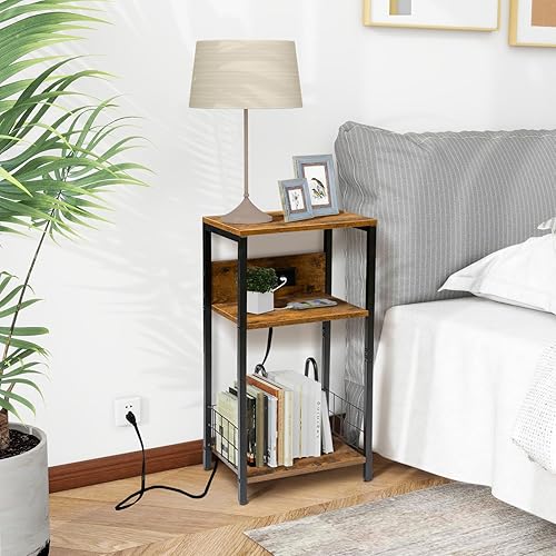 Miniatura 6 de Mesa de tocadiscos con estación de carga, soporte para reproductor de discos de vinilo con almacenamiento de vinilo, puertos USB y tomas de