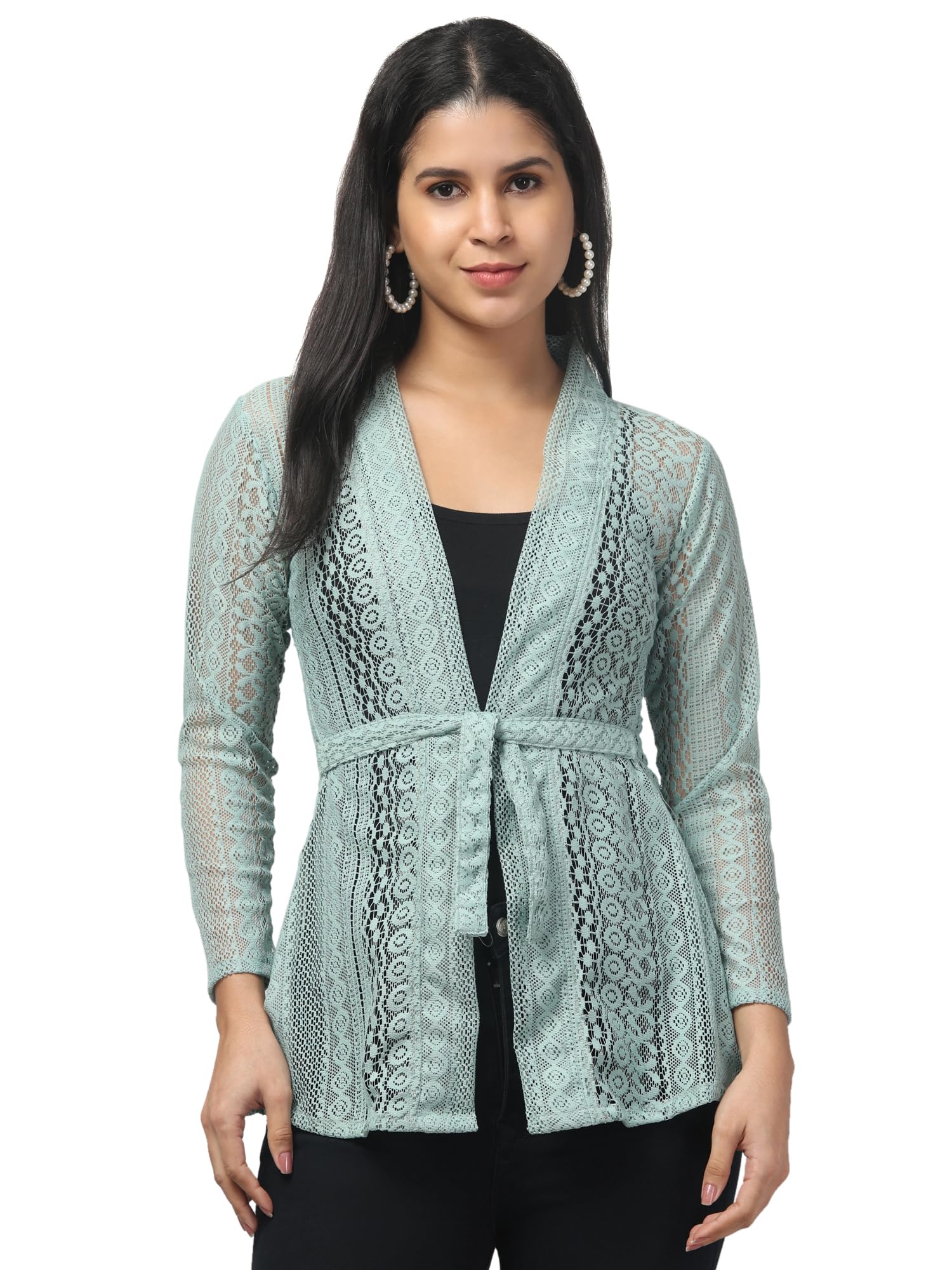 Women's Lace Shrug - Long Sleeve Open Front Cardigan, Sheer Mesh Cover-Up for Casual Summer Shrug For Women-picture-48
