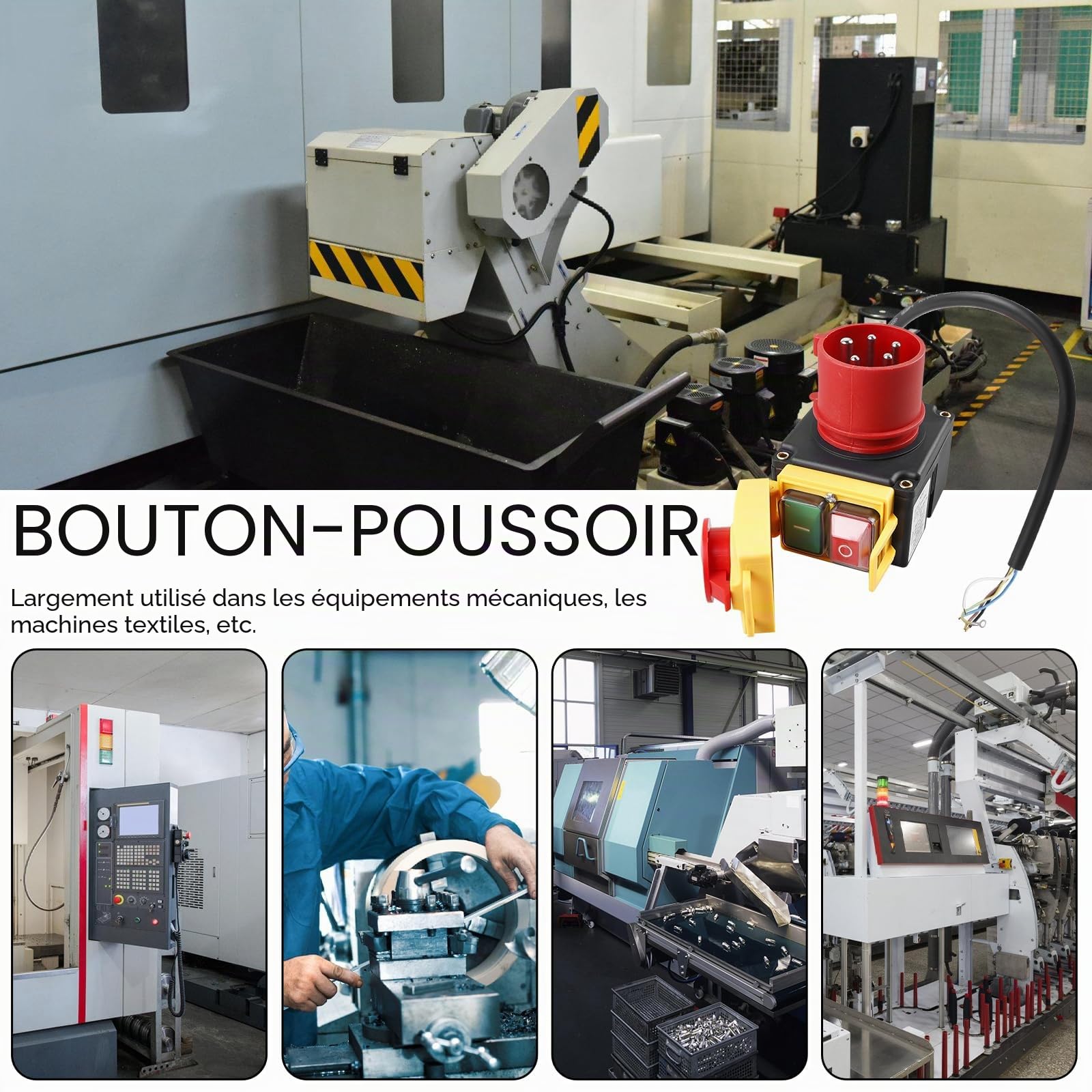 Interrupteur de machine, 3 phases 400 V, interrupteur d'arrêt d'urgence avec prise CEE, interrupteur électromagnétique étanche, interrupteur de tension zéro, interrupteur de protection du moteur