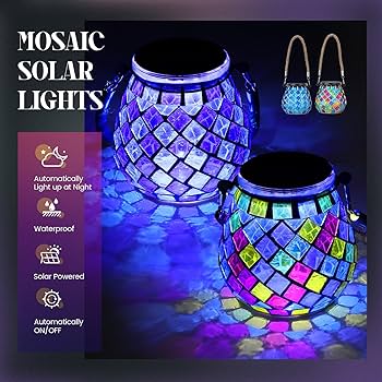 ライト・ランタン asimocrafts moscokezuru Amazon.com: Tujoe 4 Pack Mosaic Solar Lights Outdoor Hanging
