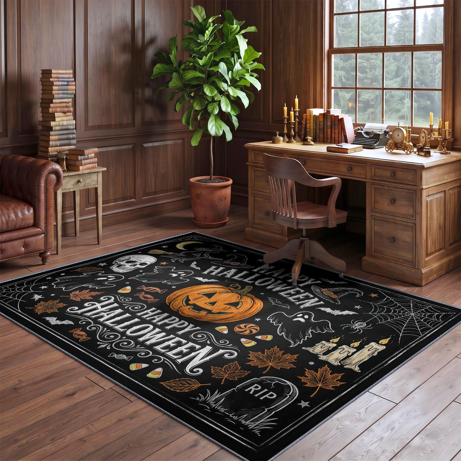 Générique Tapis Lavable antidérapant MotifCitrouilleChauveSourisHalloween