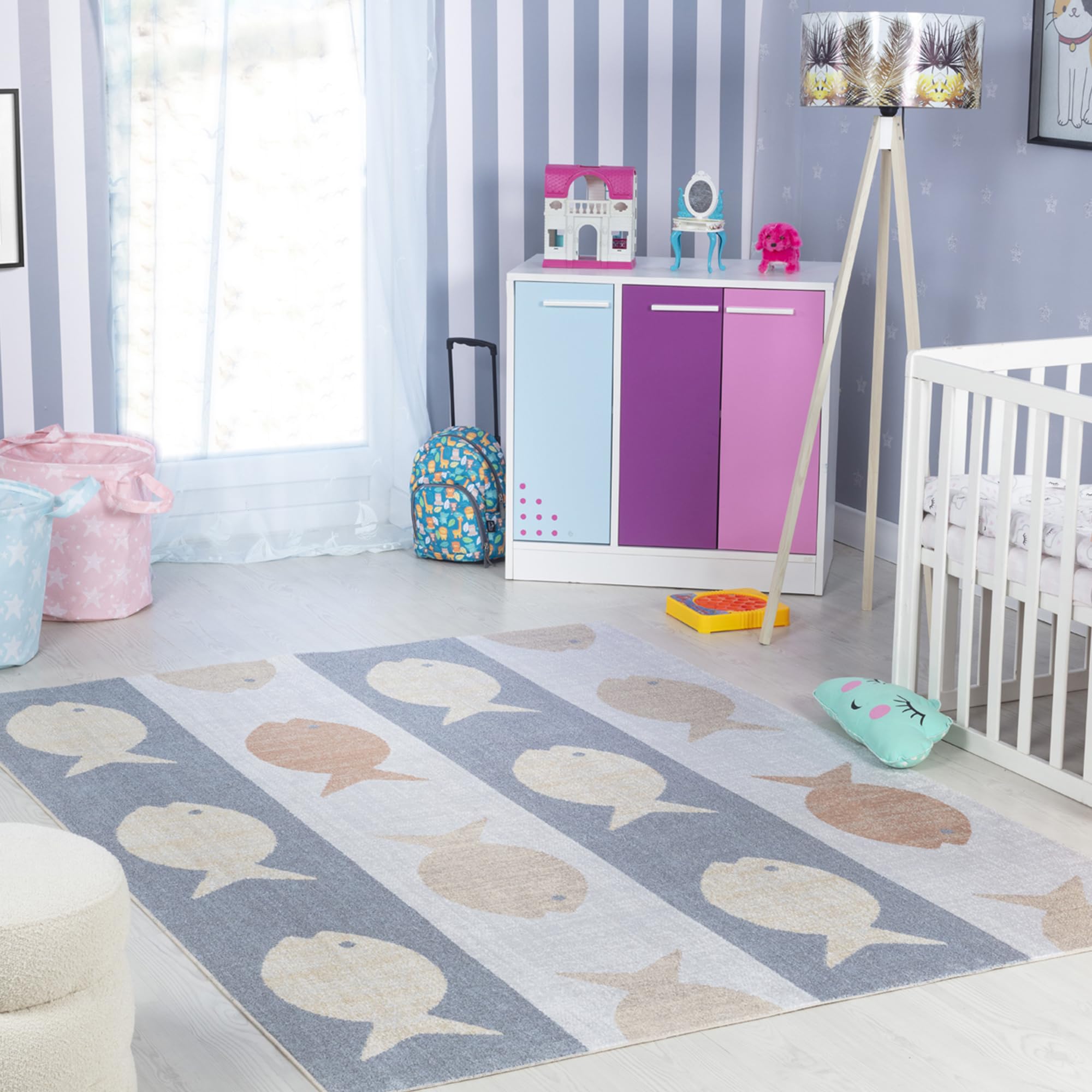 Livabliss Fish Washable Kids, Childrens for Bedroom 80x150 cm, Machine Washable Animal for Girls & Boys Bedroom