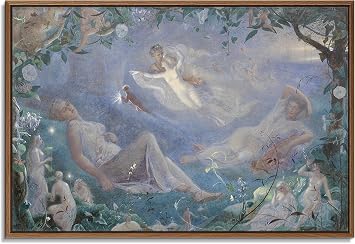 Floating Frame Canvas Print Wall Art - Scene from A Midsummer Nights Dream, 1873 by John Simmons - 24x16 inches