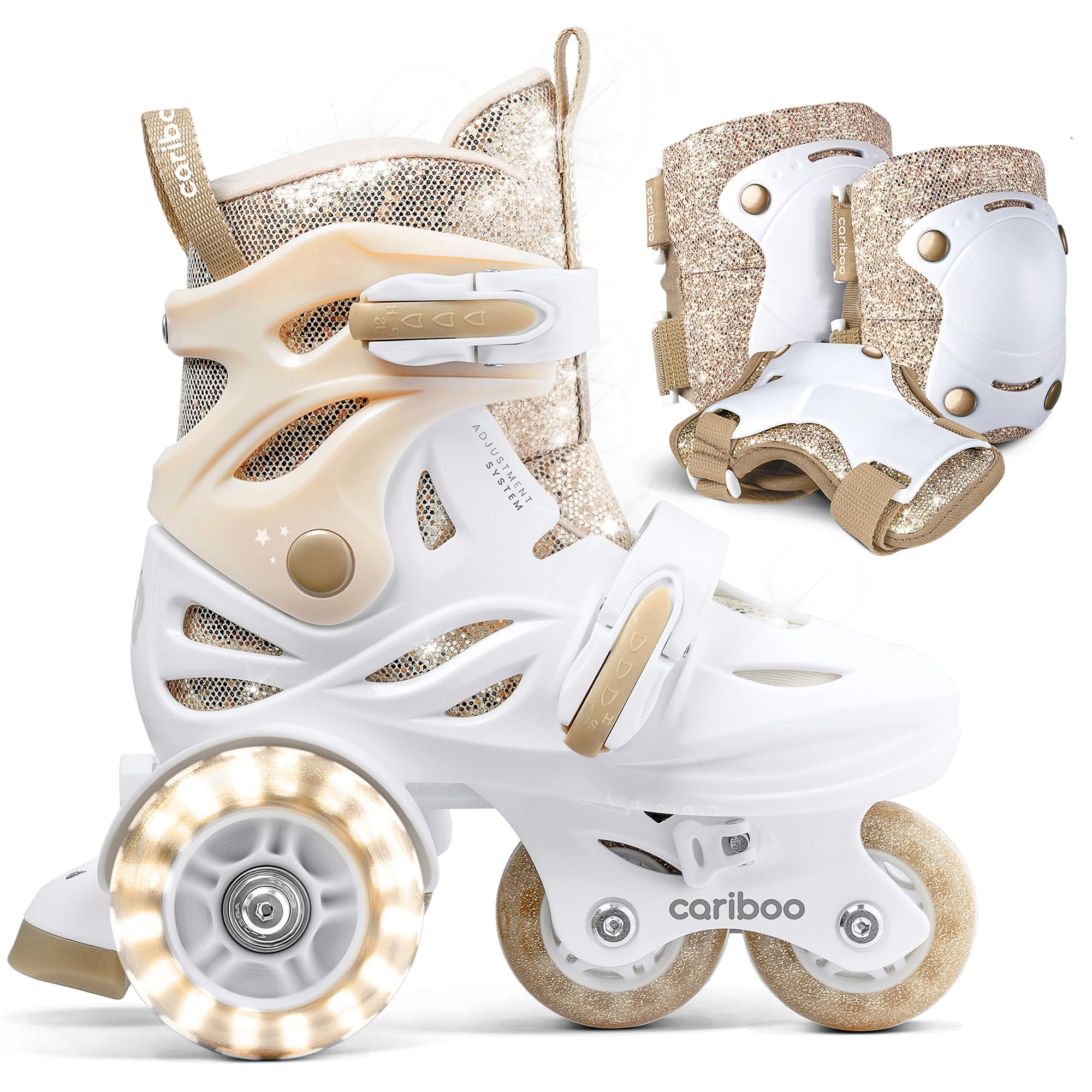 Cariboo Patines para Niños - Ajustables - para Principiantes - Set con Protectores de Rodillas, Codos y Muñecas - Ballerina
