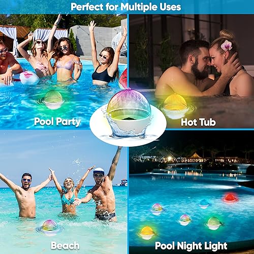 Miniatura 6 de Pyle PLSLD5.5 - Luces solares flotantes para piscina con 3 colores cambiantes, se carga en la luz solar y se ilumina automáticamente por la noche,