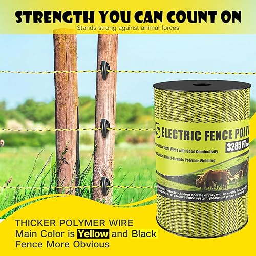 Miniatura 21 de BESTEEL Alambre de polietileno eléctrico mejorado para valla de 1650 pies, 1,640.4 ft, alambre eléctrico portátil de 1/8 pulgadas de diámetro, 6