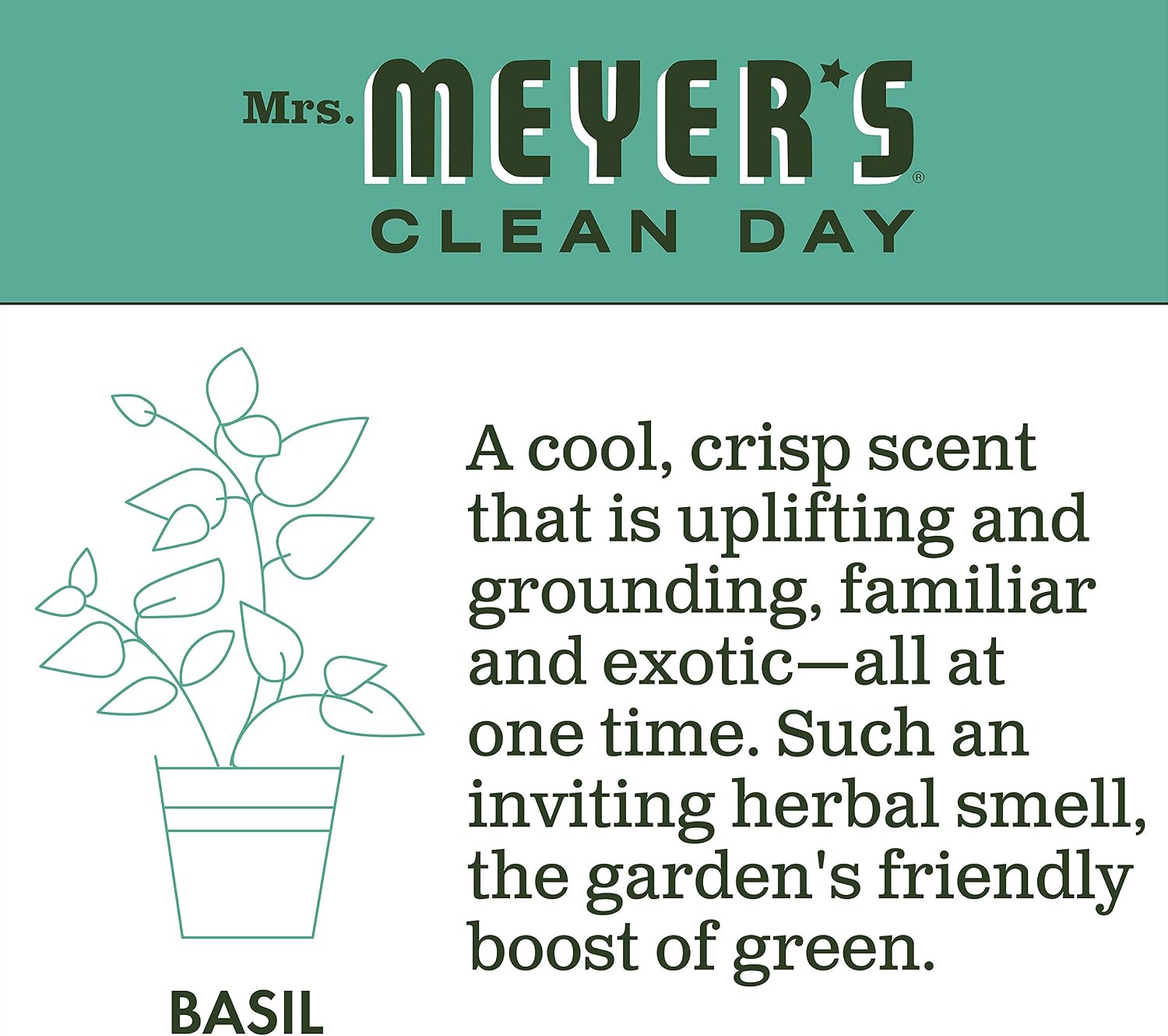 Mrs. Meyer's Soy Aromatherapy Candle, 35 Hour Burn Time, Made with Soy Wax and Essential Oils, Basil, 7.2 oz