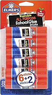 Elmer's All Purpose School Glue Sticks, Washable, 6g, 8 Count (E5004), White