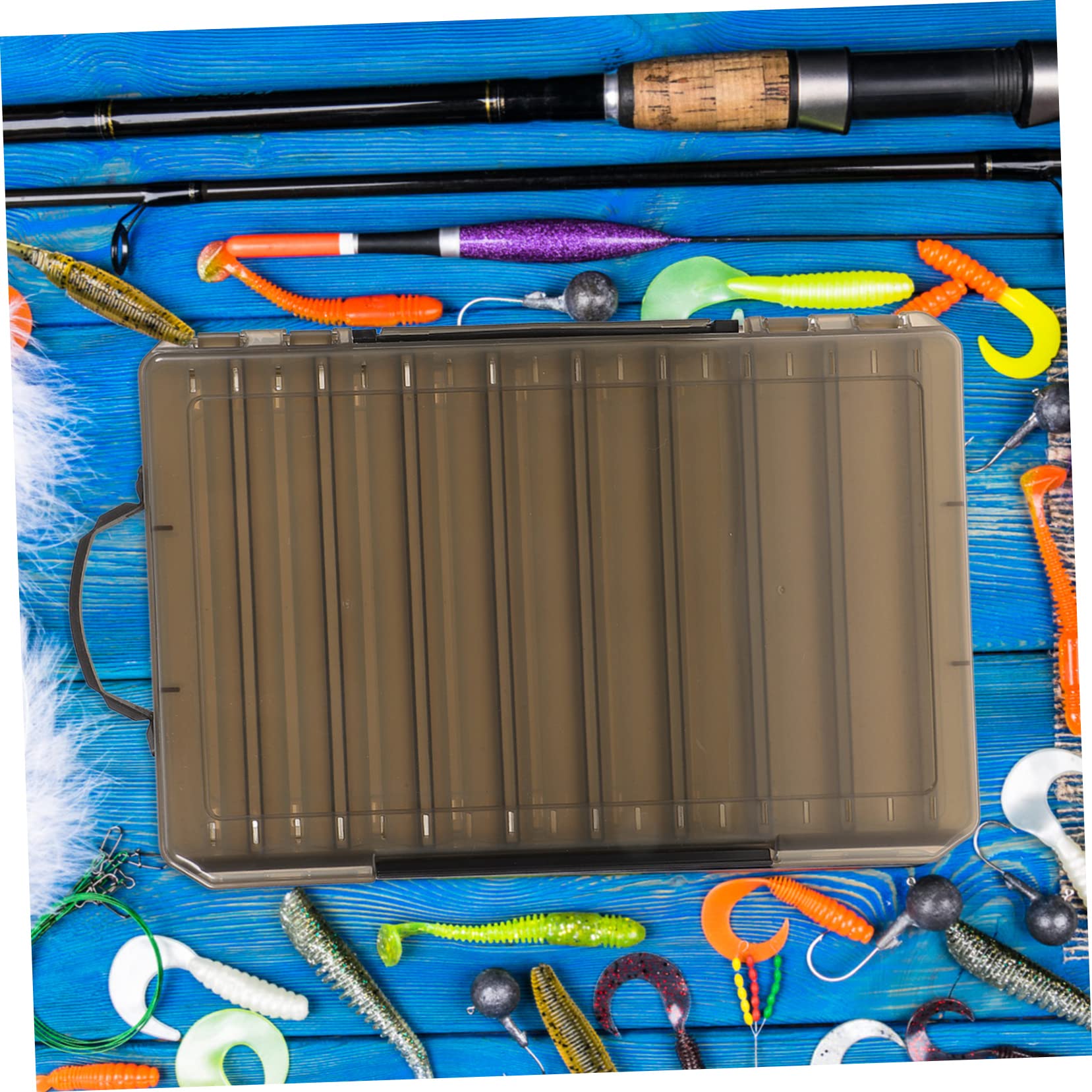 VINTORKY Convenient Fishing Tackle Organizer Box Portable Dual Sided Fishing Tools Storage Case with Drain Capacity for Hooks Baits and Accessories Durable