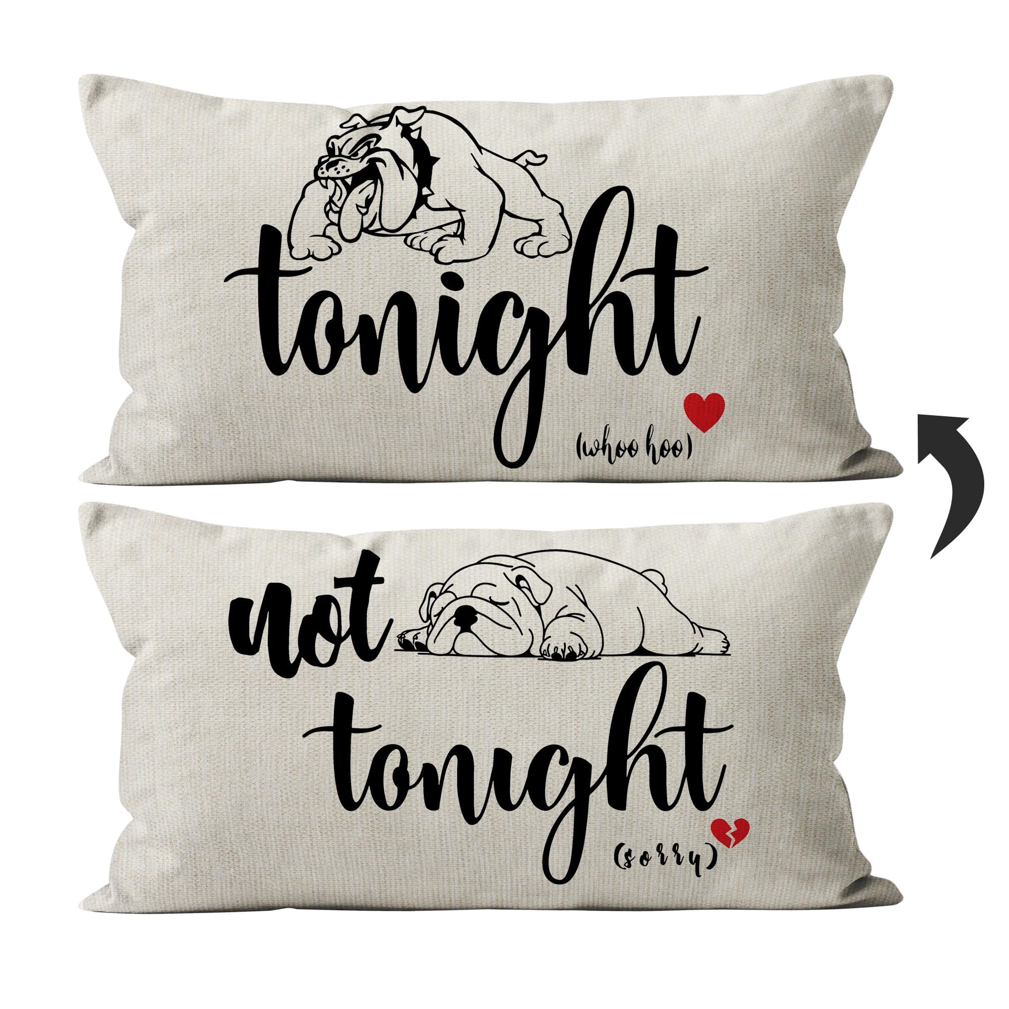 Mancheng-zi Tonight Not Tonight Pillow Covers 2 20 x 12 Beige1 Letter Print Modern Bedroom Romantic settings Living
