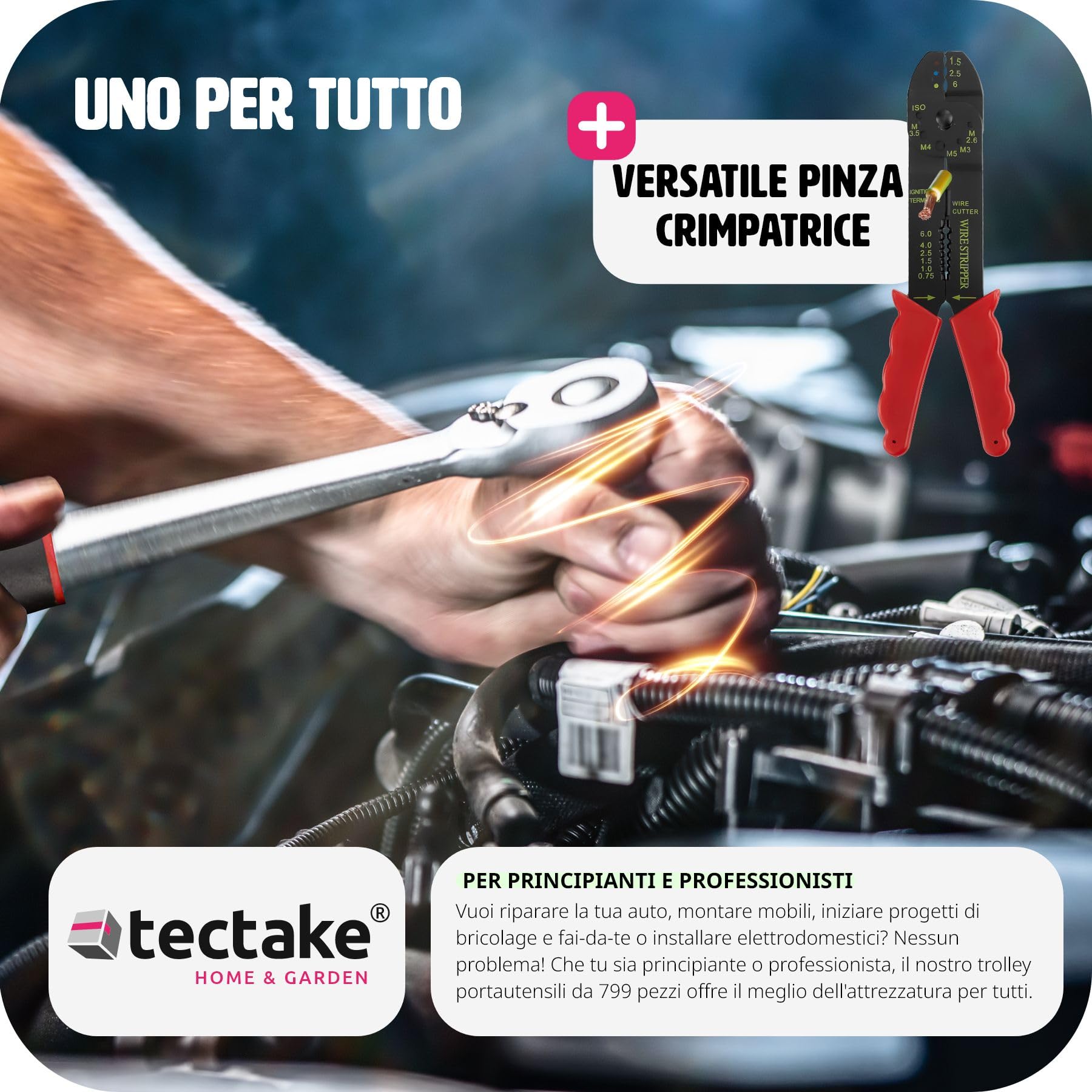 tectake® Trolley Porta Attrezzi, Set di Attrezzi da lavoro 799 Pezzi, Valigia Porta Attrezzi, Carrello porta attrezzi, Portautensili, Cassetta con 3 Cassetti, Trolley da Lavoro