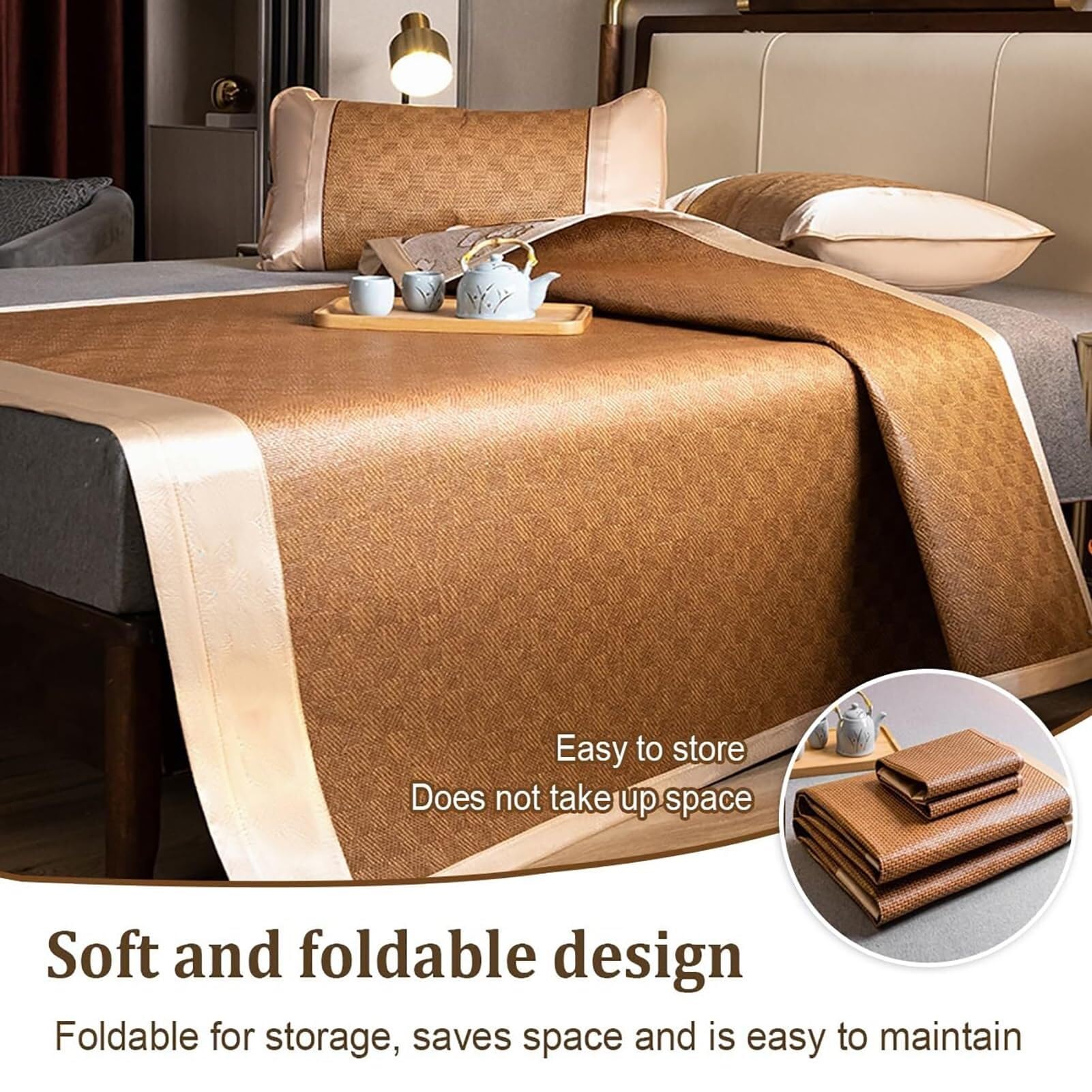 Set lenzuola con angoli in rattan | Raffreddamento estivo Traspirante, pieghevole, multi-dimensione, comfort for tutte le stagioni(Y,180*200cm)