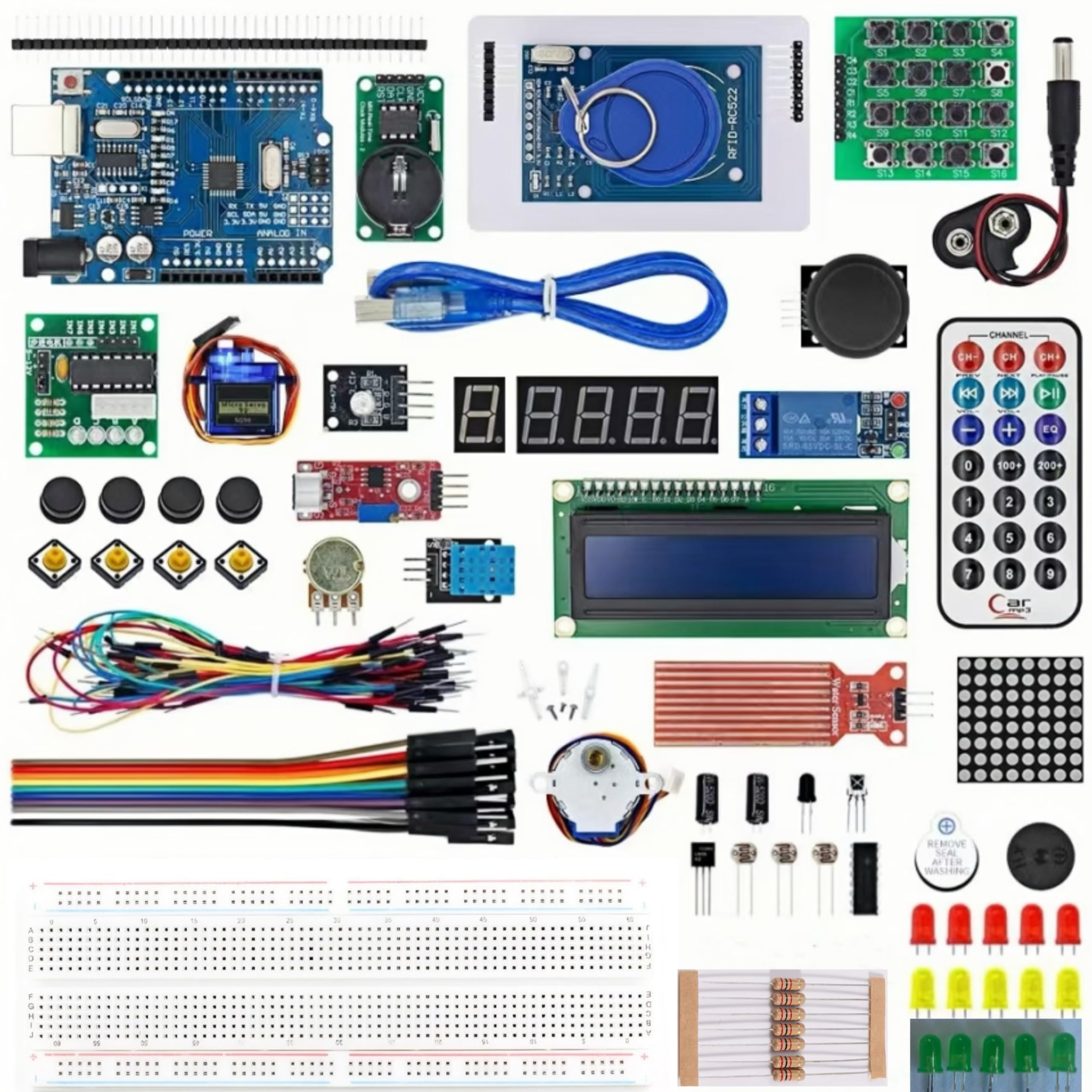 Kit d'apprentissage RFID pour Arduino UNO R3 avec boîte de vente au détail RFID Arduino UNO R3 Kit de démarrage avec écran LCD, platine d'expérience, capteurs et plus de 40 composants