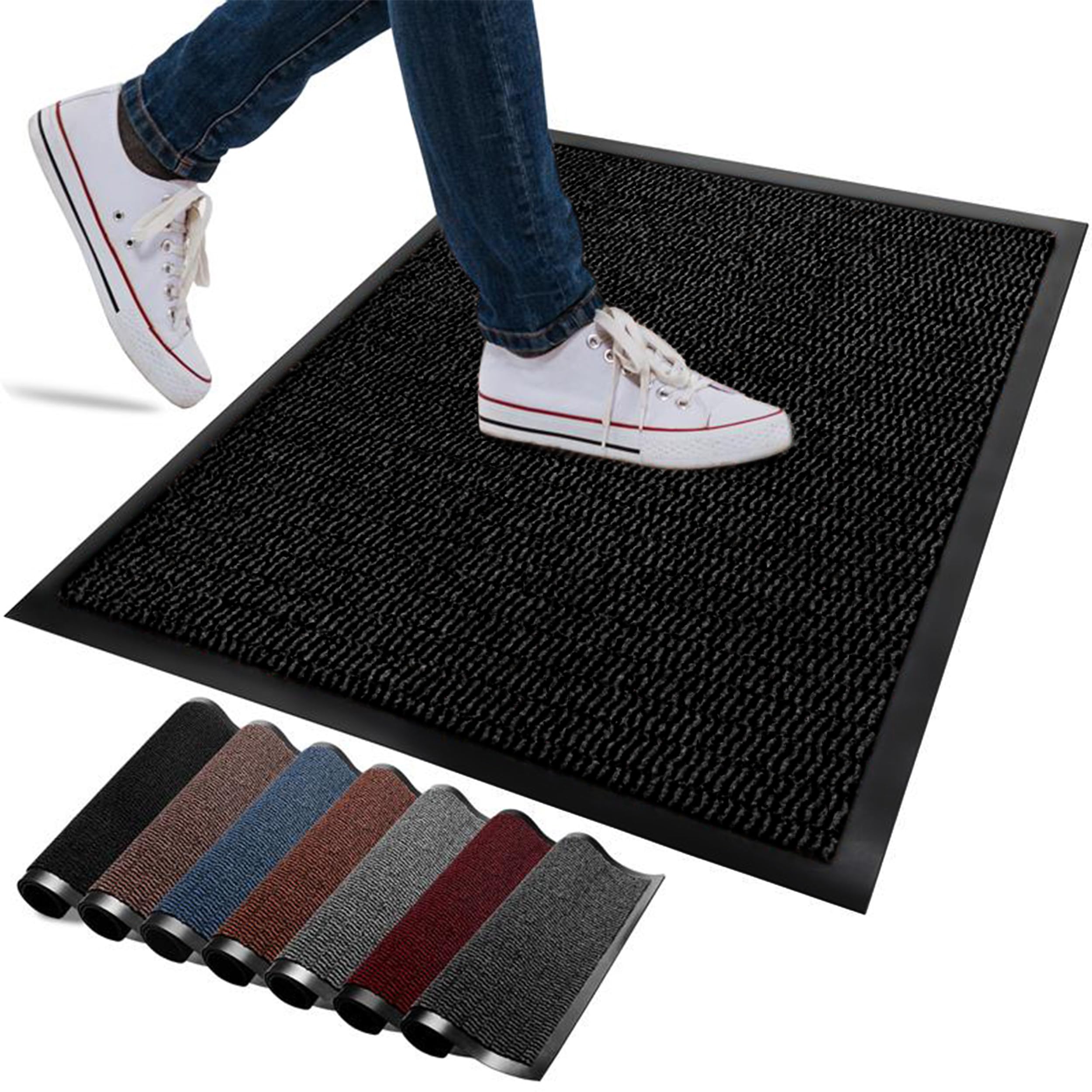 FB FunkyBuys Washable Door Mats Indoor & Outdoor - Non-Slippery Heavy Duty Doormats Indoor - Highly Absorptive Rubber Door Mat - Perfect for Kitchen, Home and Hotel Entrance (Black, 90x120 CM) — image 1