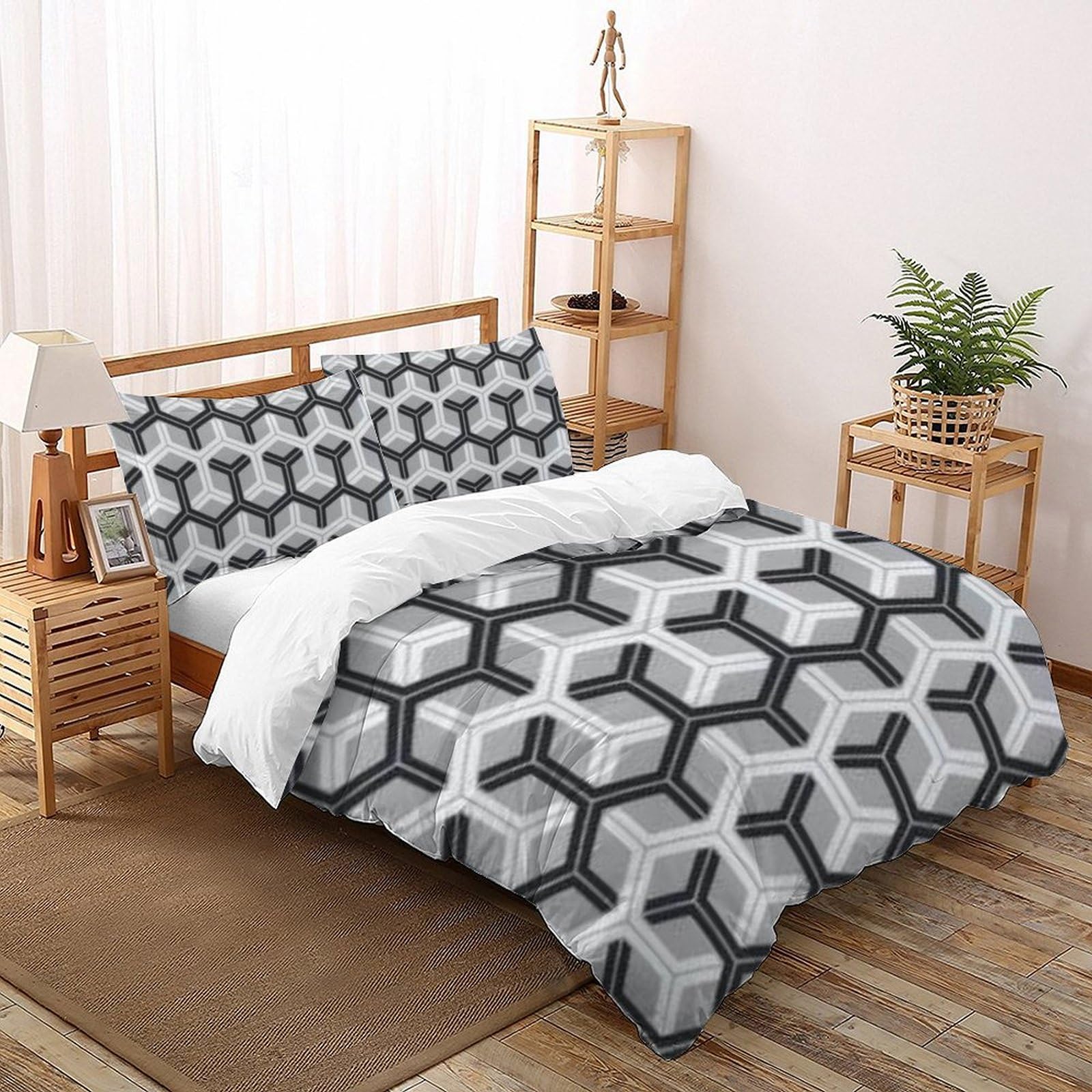 Housse de couette 260x220 parure de lit adulte contemporaine 3D