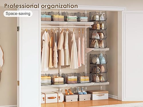 Miniatura 8 de Deeper - Organizador y almacenamiento plegable de 4 pulgadas de diseño de 5 niveles, estantes de alambre y estante con 5 ganchos en S, cestas de