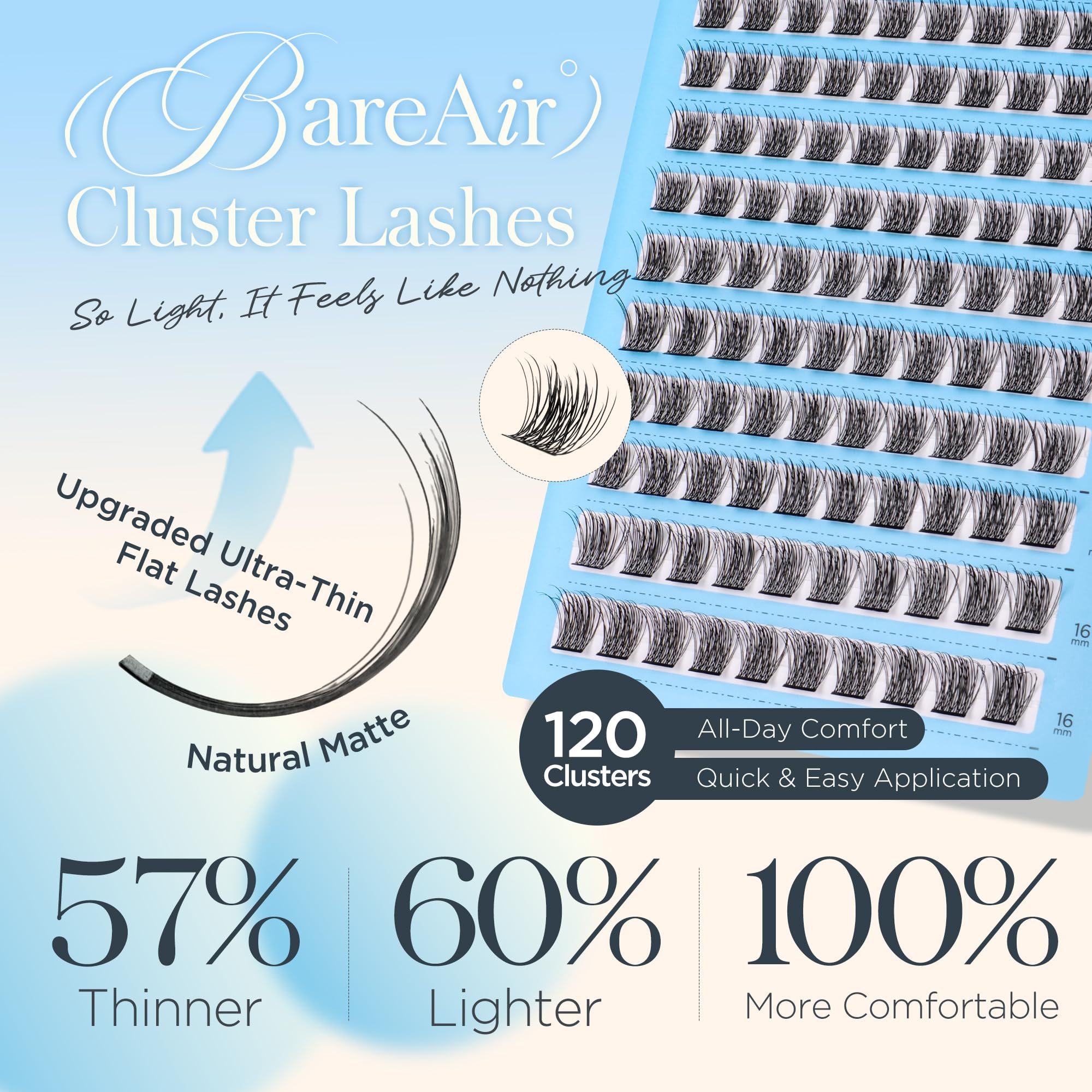 BEYELAN Lash Clusters Kit Natural DIY Eyelash Extension Kit with Bond and Remover and Applicator for Self Application at Home 10-16mm 120 Pcs (CCE103) - Image 4