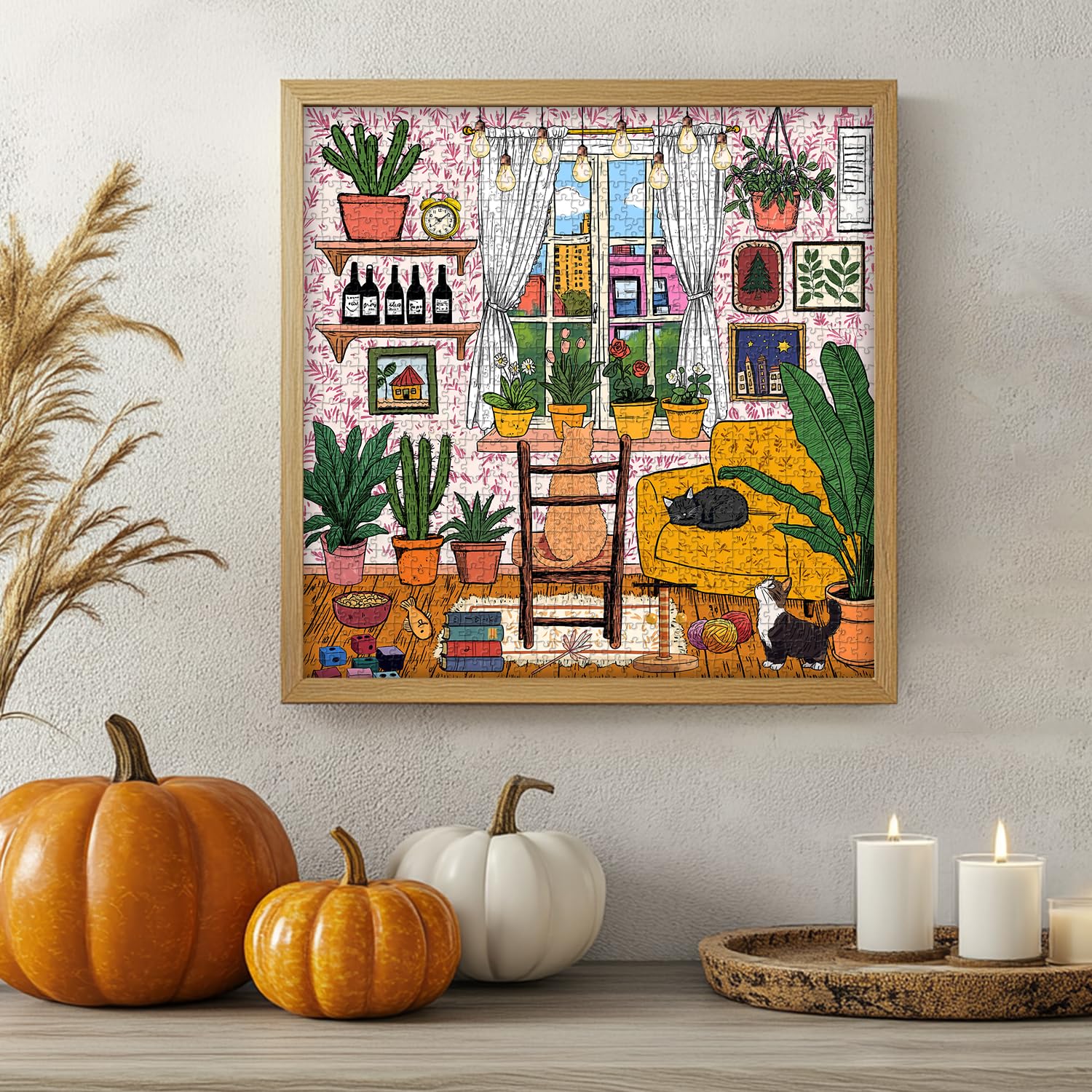 PICKFORU Cat 1000 Piece Puzzle for Adults, Colorful Plant Jigsaw Puzzles 1000 Pieces Funny Animals, Challenging Difficult Living Room Art Puzzle as Home Wall Art Decor - Image 7