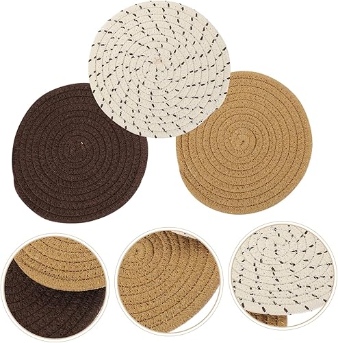 Miniatura 5 de 3 manteles individuales de algodón tejido, alfombrillas de algodón para escritorio, tapete decorativo para mesa de comedor, tapete decorativo para