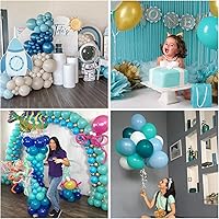 Vista 6 de Globos de color verde azulado y blanco, globos de látex de confeti dorado para fiesta, color azul turquesa oscuro pastel, azul pavo real, blanco
