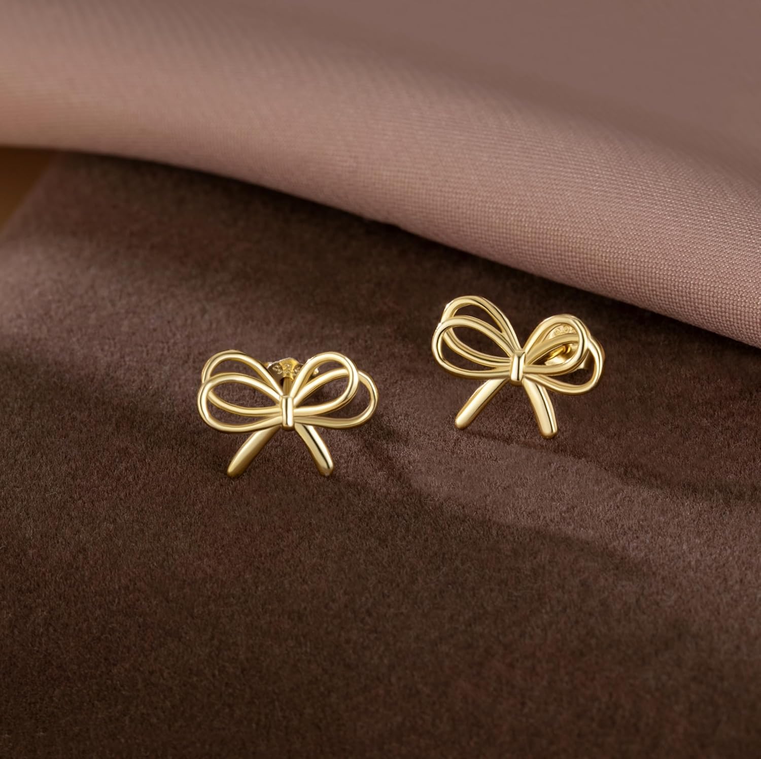 Reffeer Solid 925 Sterling Silver Bow Stud Earrings for Women Teen Girls Ribbon Stud Earrings Bowknot - Image 5