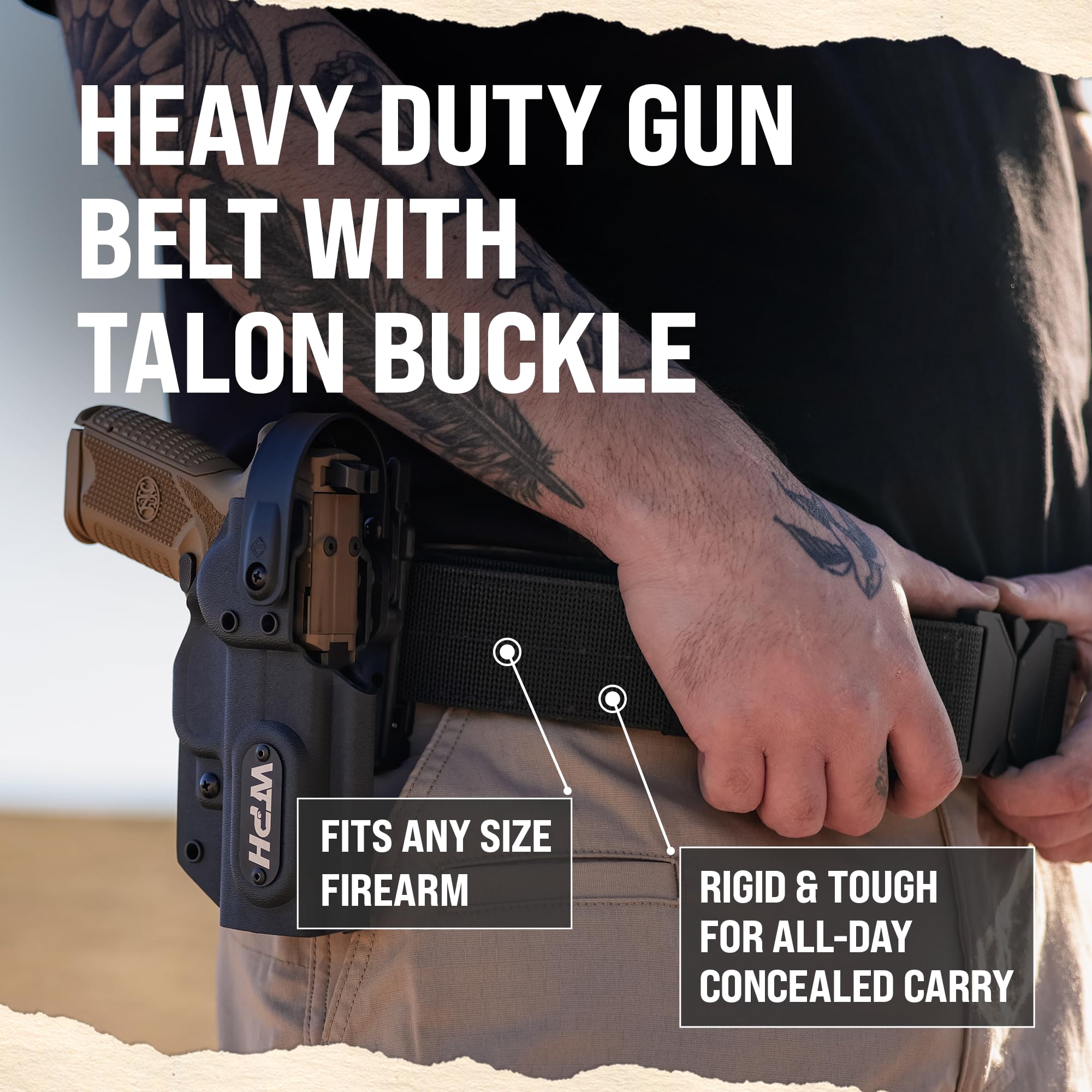 We The People Holsters - Heavy Duty Belt with Talon Buckle - Adjustable Tactical Gun Belt for Concealed Carry with Quick Release Buckle - Secure Fit - Reinforced Nylon - 1.5