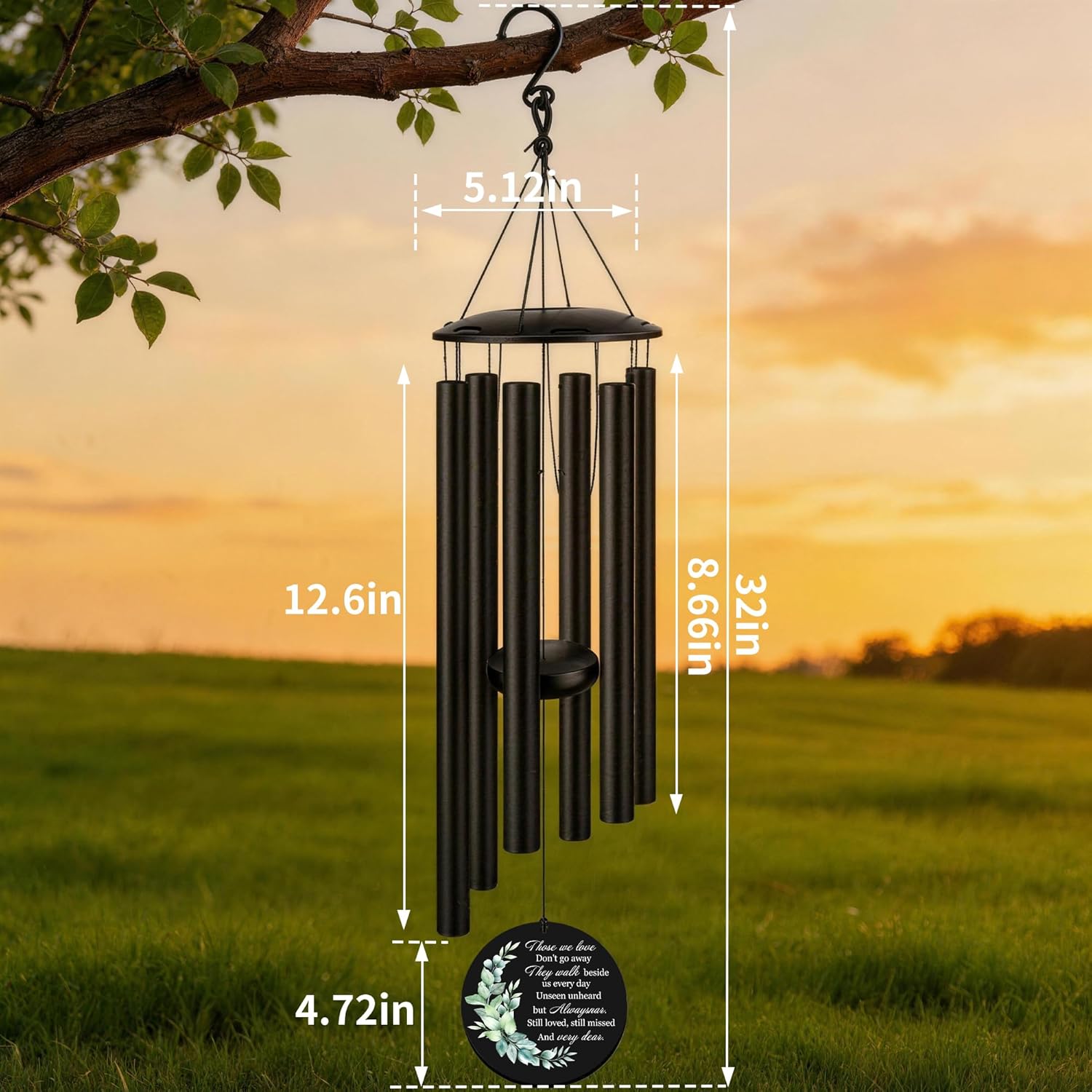 Memorial Wind Chimes for Outside - Personalized Wind Chimes for Loss of Loved One Sympathy Windchimes Outdoors Custom Memorial Gifts for Sympathy Bereavement Remember Gift for Loved Ones