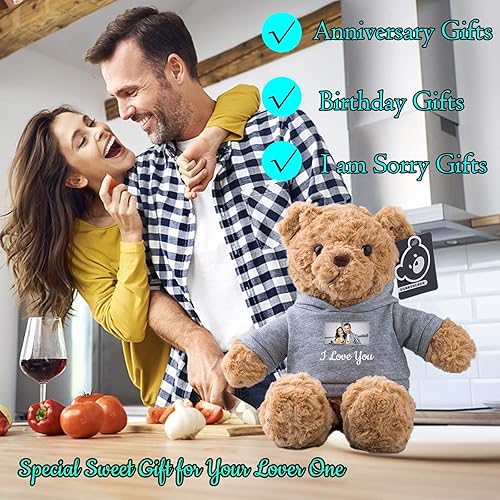 Miniatura 5 de Oso de peluche personalizado, juguetes de peluche con texto personalizado + imagen como regalo personalizado para novia, novio en el día de San