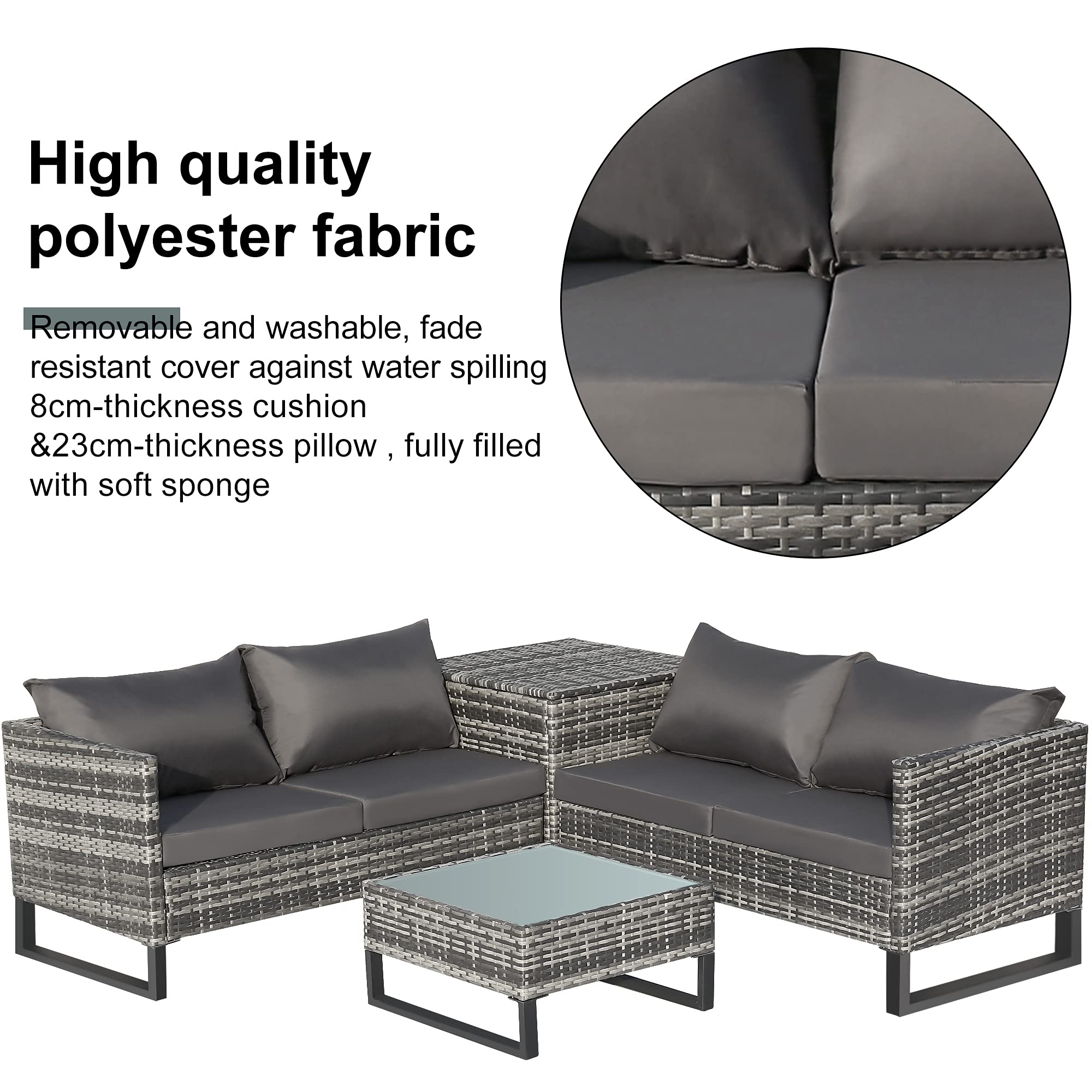 4 Seater Outdoor Rattan Garden Furniture Set Patio Conservatory Modular