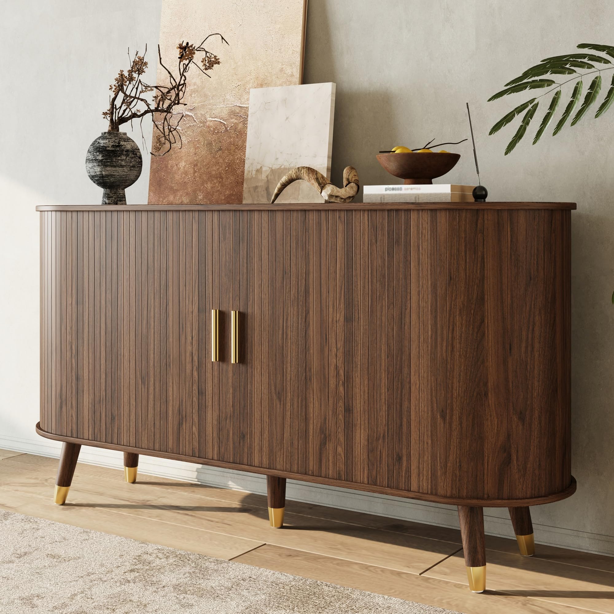 Set da Soggiorno in MDF, per Salotto, Noce, Set da 3 Pezzi