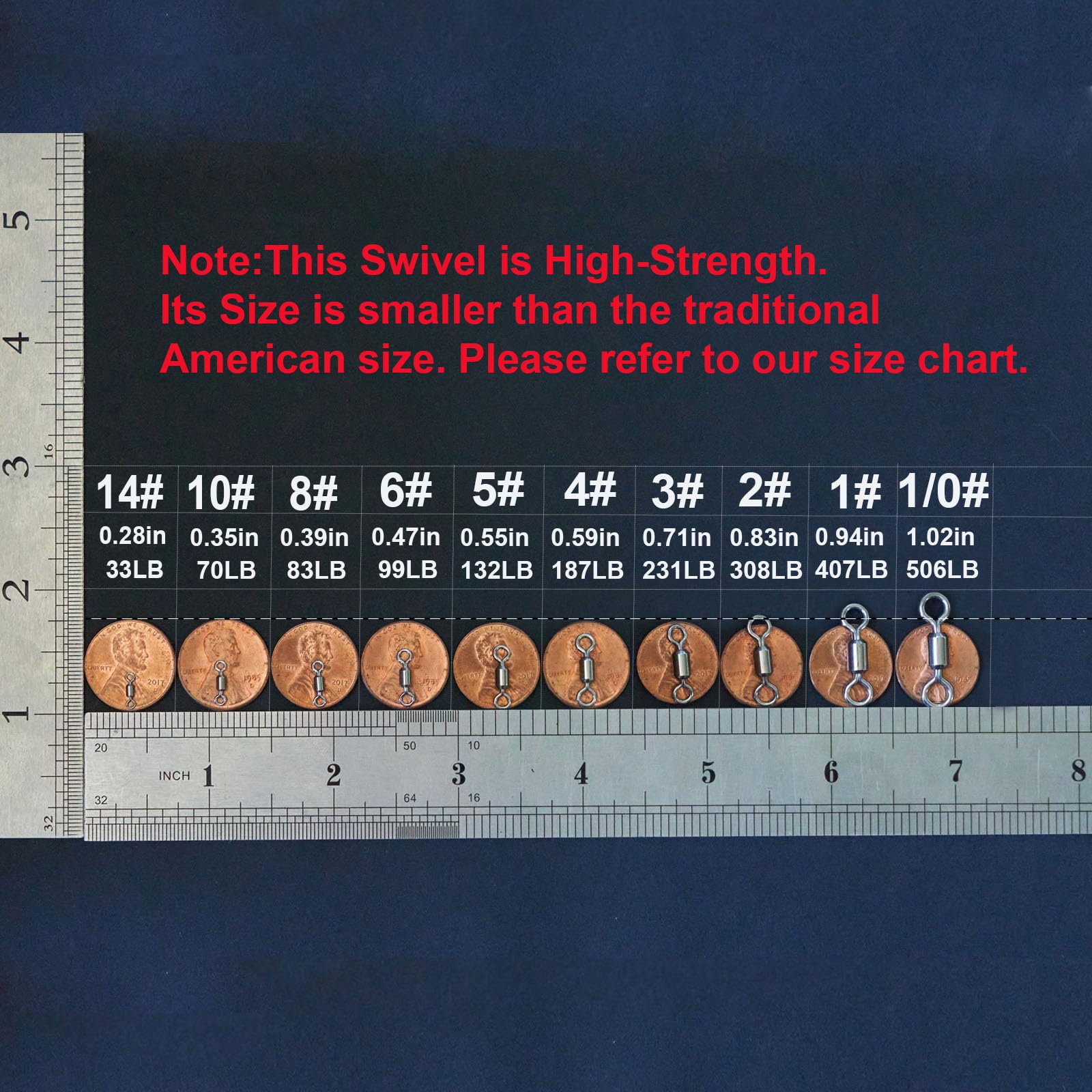 100 Pcs Fishing Swivels Saltwater, 100% 304 Stainless Steel Power Swivel Corrosion Resistance Barrel Swivels High Strength Freshwater Fishing Line Lure Leader Connectors (5# 0.55