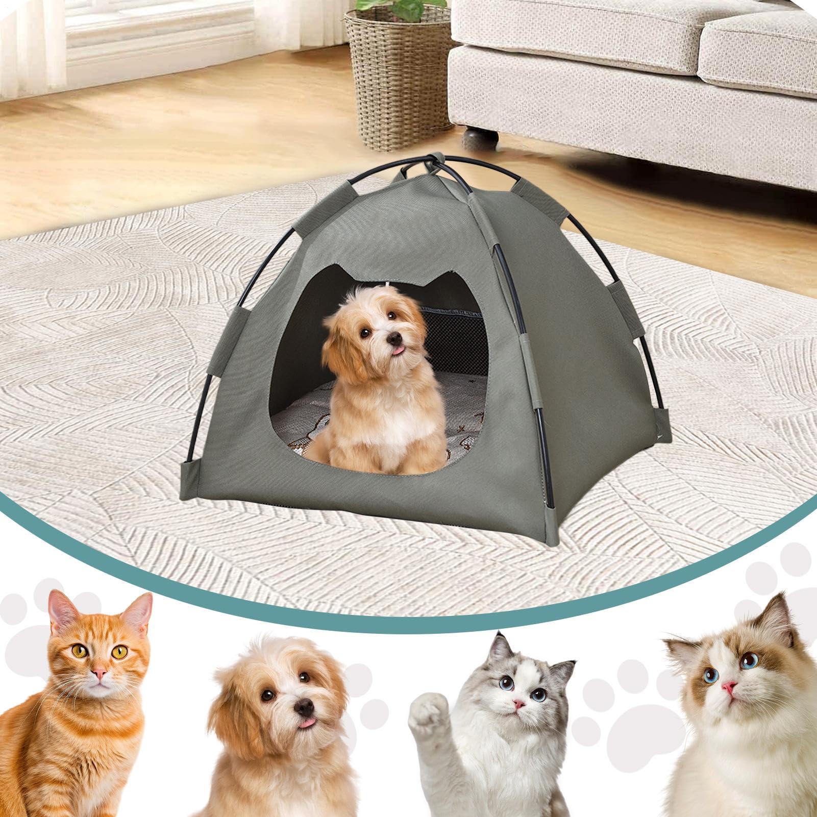 Tenda per Gatti da Interno ed Esterno Casa Tenda Impermeabile per Cani e | Morbido Trasportabile per Piccoli Animali in Tutte le Stagioni