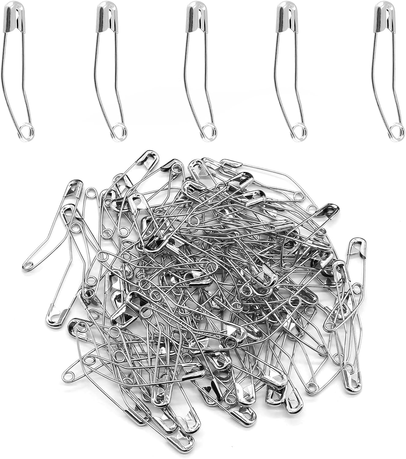 120 Pcs Curved Safety Pins, 2-1/4 Inch Steel Quilting Pins, Bent Sewing Pins for Basting, Knitting and Crafting, Secure Fabric Hold for Blanket and Garment Making